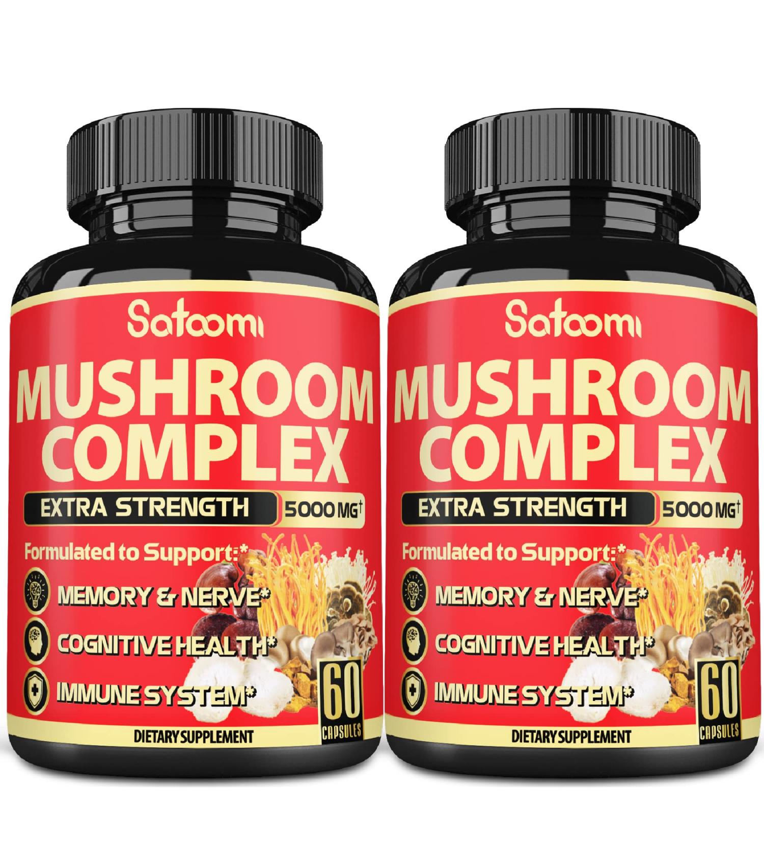 10-in-1 Mushroom Supplement Capsules 5000mg - 4 Month Supply - Immune Support Blend with Lion's Mane, Cordyceps, Reishi, Chaga - 120 Capsules - Buy Online on GoSupps.com