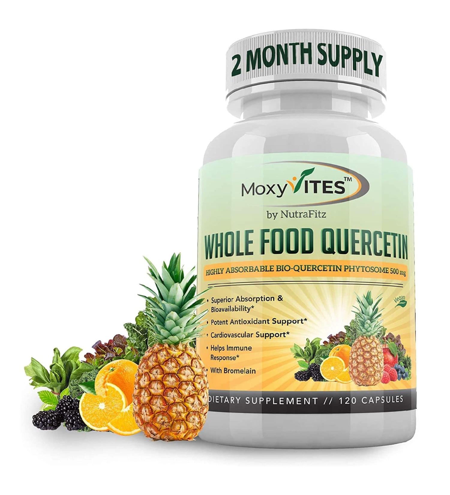 Organic Quercetin 500mg with Bromelain Supplement | Bioactive Phytosome Complex for Healthy Inflammatory Response & Antioxidant Support | 120 Capsules - Buy Online on GoSupps.com