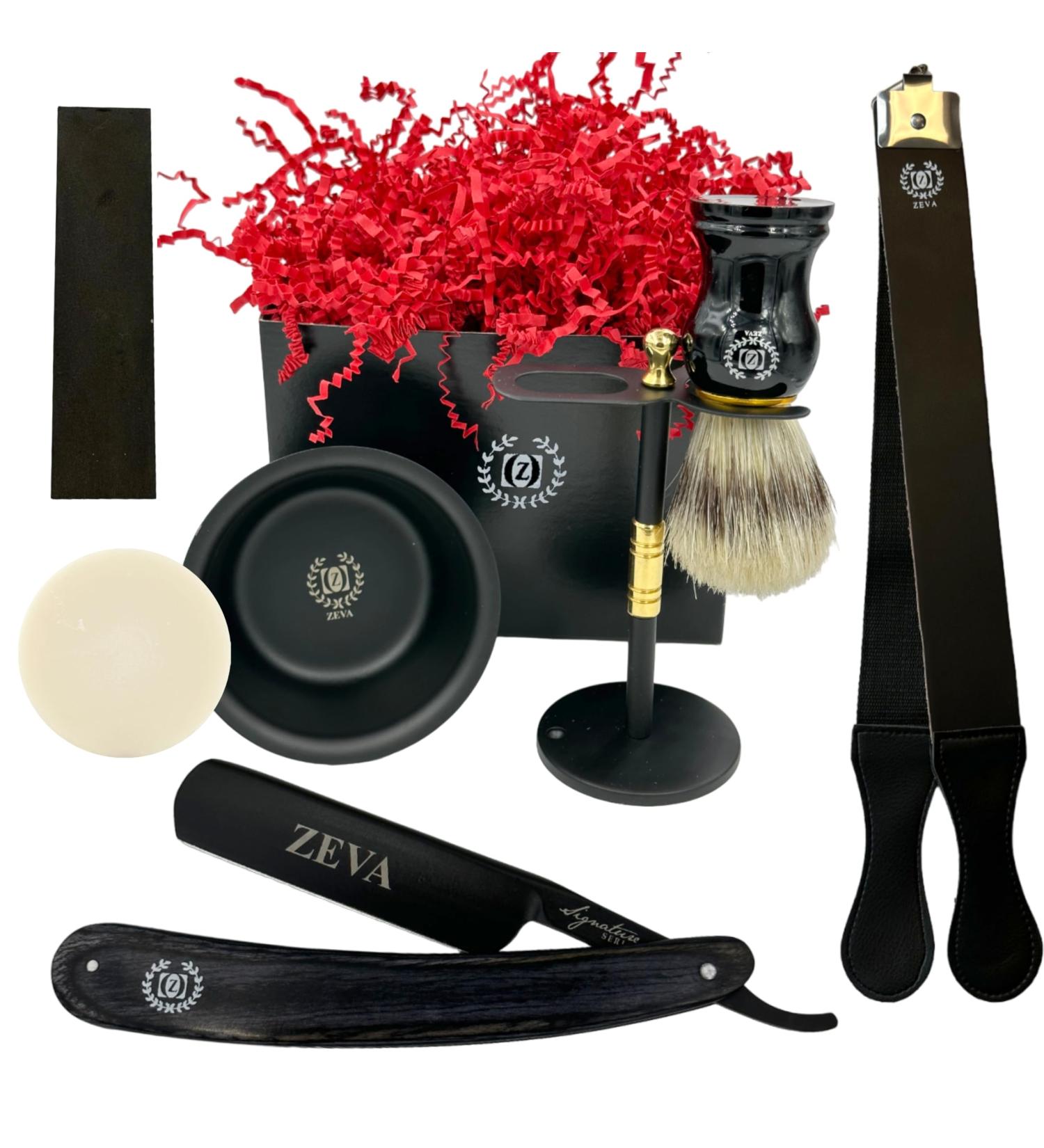 Buy Straight Razor Shaving Kit | Vintage Wet Shave Grooming Set for Men - Includes Razor Strop Brush Stone Soap & Stand - International Shipping Available - Buy Online on GoSupps.com