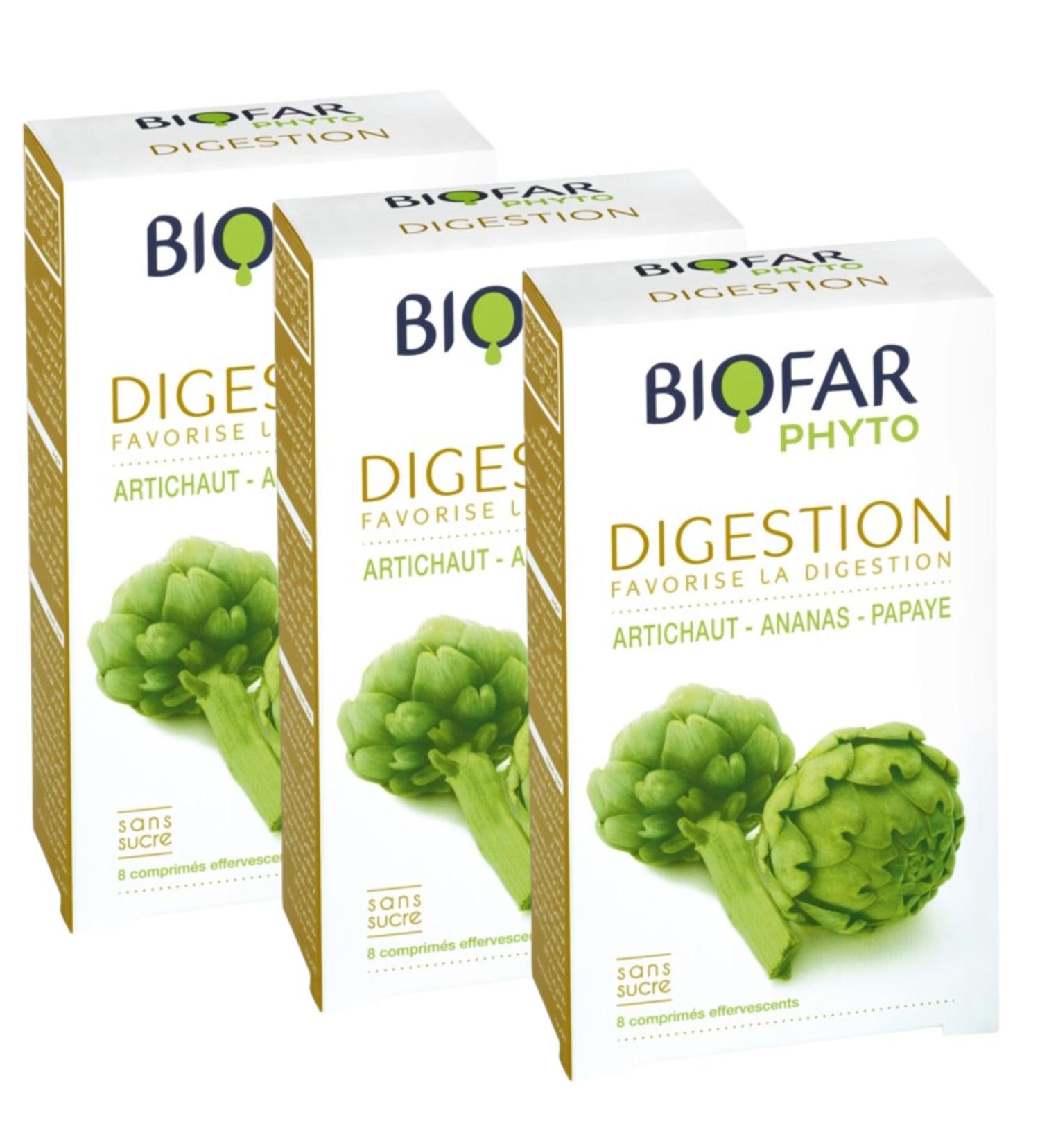 BIOFAR Phyto Digestion - Fresh concentrated extracts: Artichoke Pineapple Papaya Fructo-Oligosaccharides Inulin - No Sugars or Artificial Coloring - Pack of 24 Effervescent Tablets - Buy Online on GoSupps.com