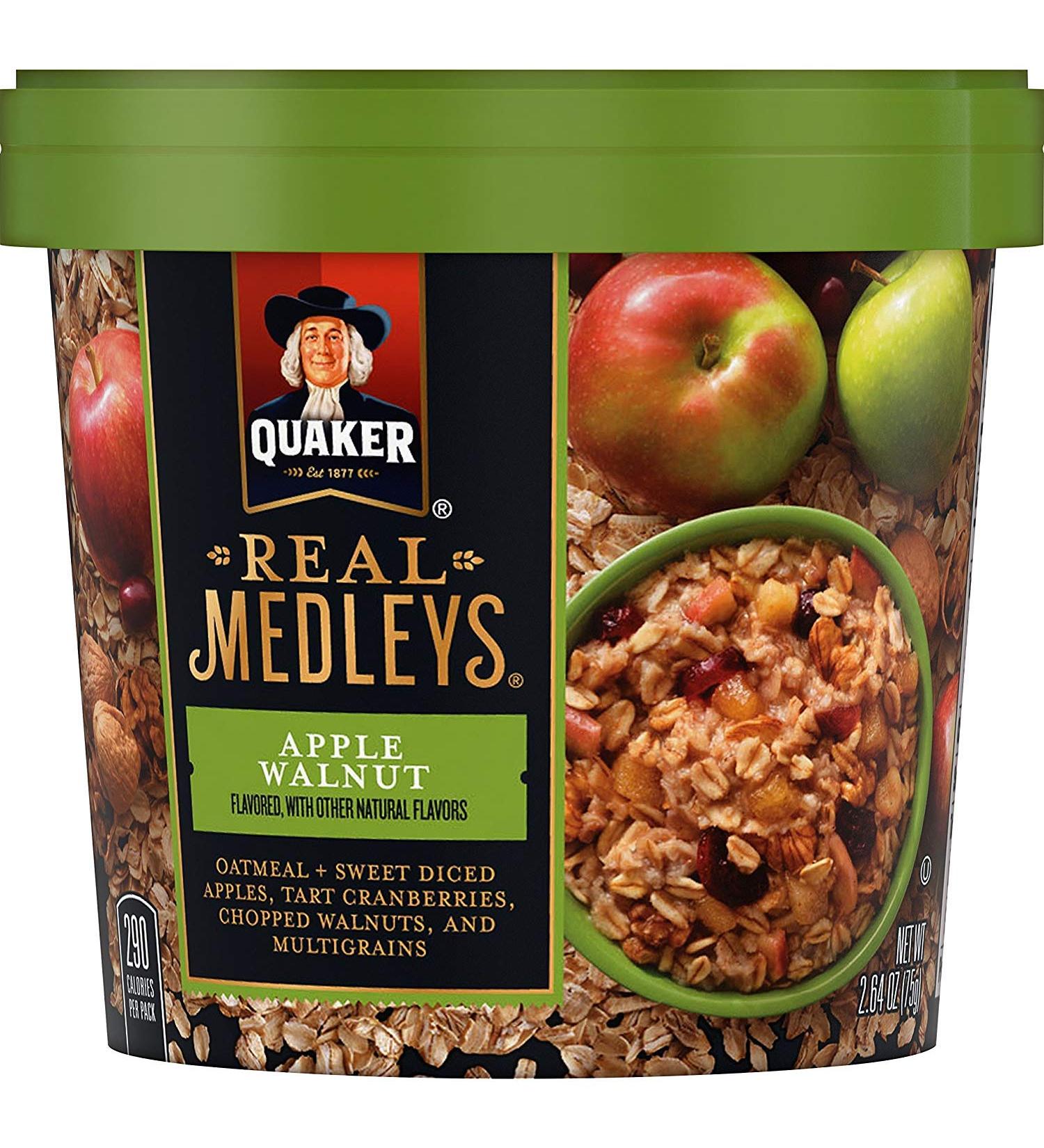 Quaker Real Medleys Apple Walnut Oatmeal Cups - 12 Convenient Servings - Buy Online on GoSupps.com