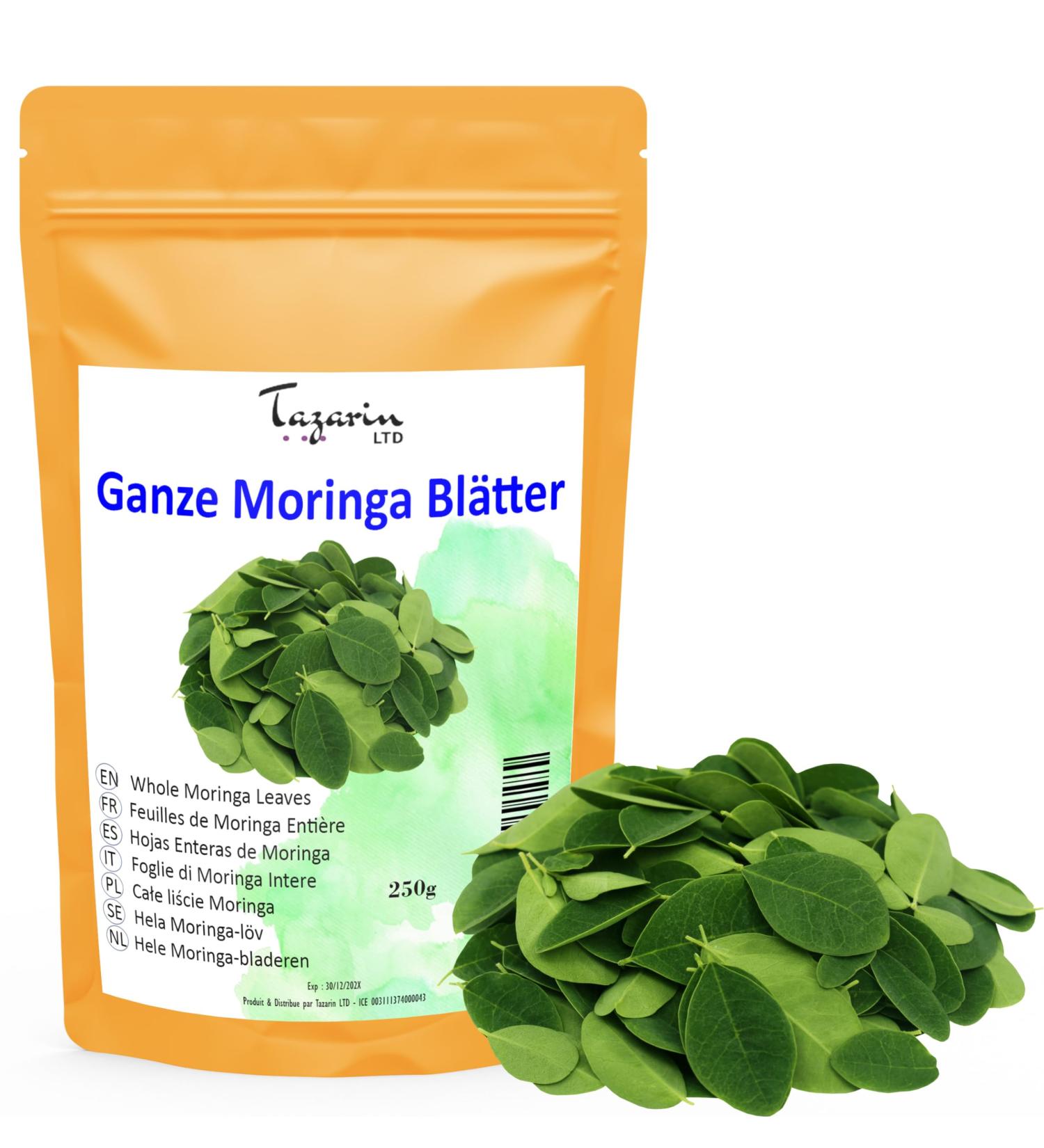  Tazarin LTD 250g Whole Moringa Leaves PREMIUM PLUS - Moringa Infusion Moringa Herbal Tea Moringa Tea - Nutritious - 100% Natural Pure and Additive-Free - Tazarin Ltd - Buy Online on GoSupps.com