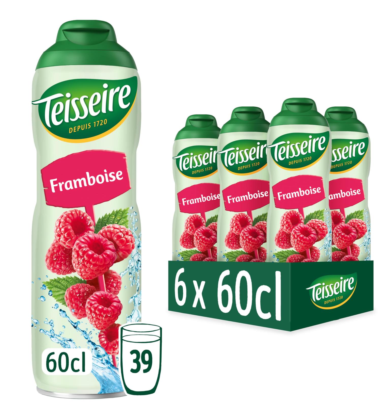 Teisseire Raspberry Syrup for Refreshing Drink Cocktails Recyclable Bottle 6x60cl - Buy Online on GoSupps.com