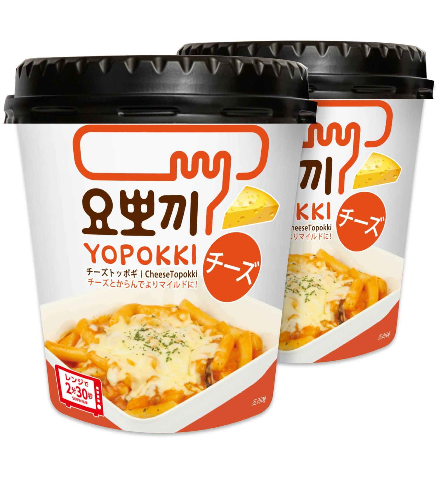 Yopokki Cheese Tteokbokki Cup - Korean Topokki Instant Rice Cake with Cheese Sauce (Pack of 2) - Korean Snack - Buy Online on GoSupps.com
