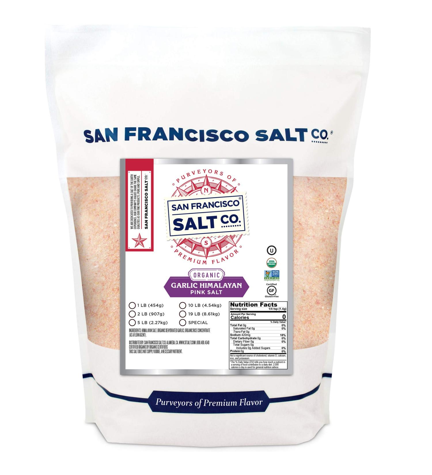 Organic Himalayan Garlic Salt - 2 lb. Extra-Fine Bulk Bag | San Francisco Salt Co - Buy Online on GoSupps.com