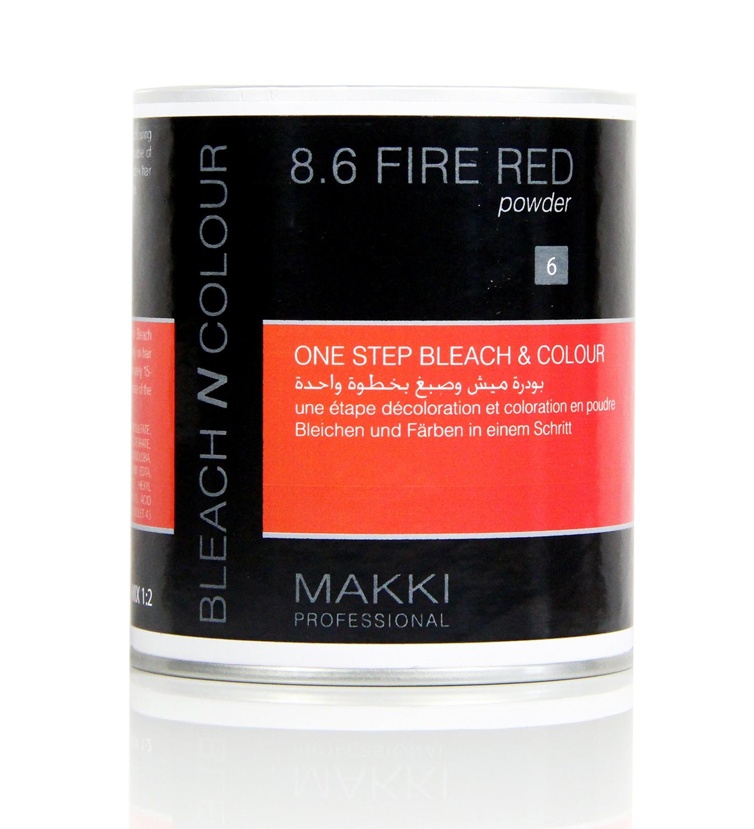 MAKKI Professional Bleach and Colour 1 Step Hair Colour Fire Red 8.6
