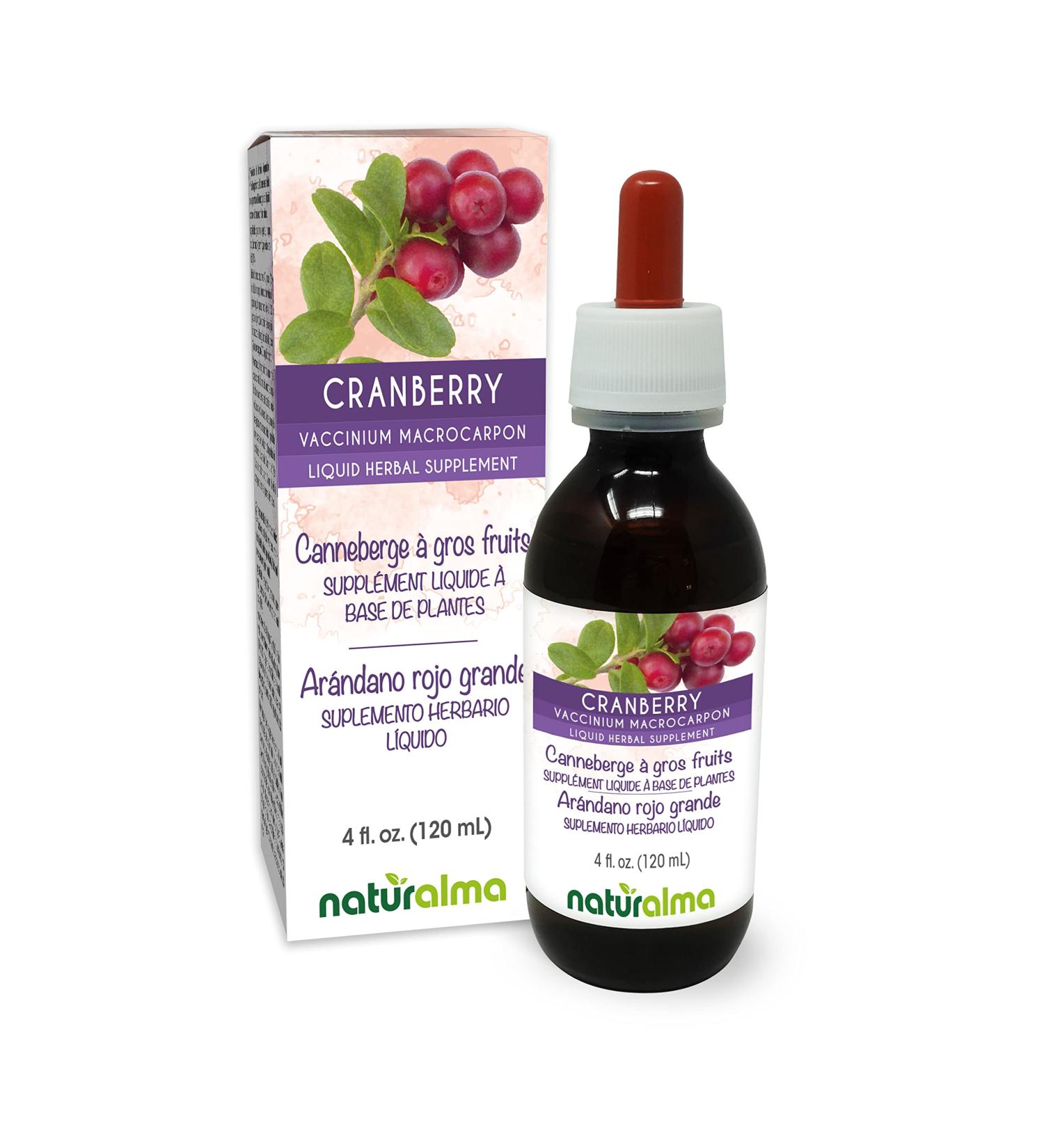 Naturalma Cranberry (Vaccinium macrocarpon or Oxycoccus macrocarpos) Fruit Alcohol-Free Tincture - 4 fl oz Liquid Extract in Drops - Herbal Supplement - Vegan Alcohol-free 4 Fl Oz (Pack of 1) - Buy Online on GoSupps.com