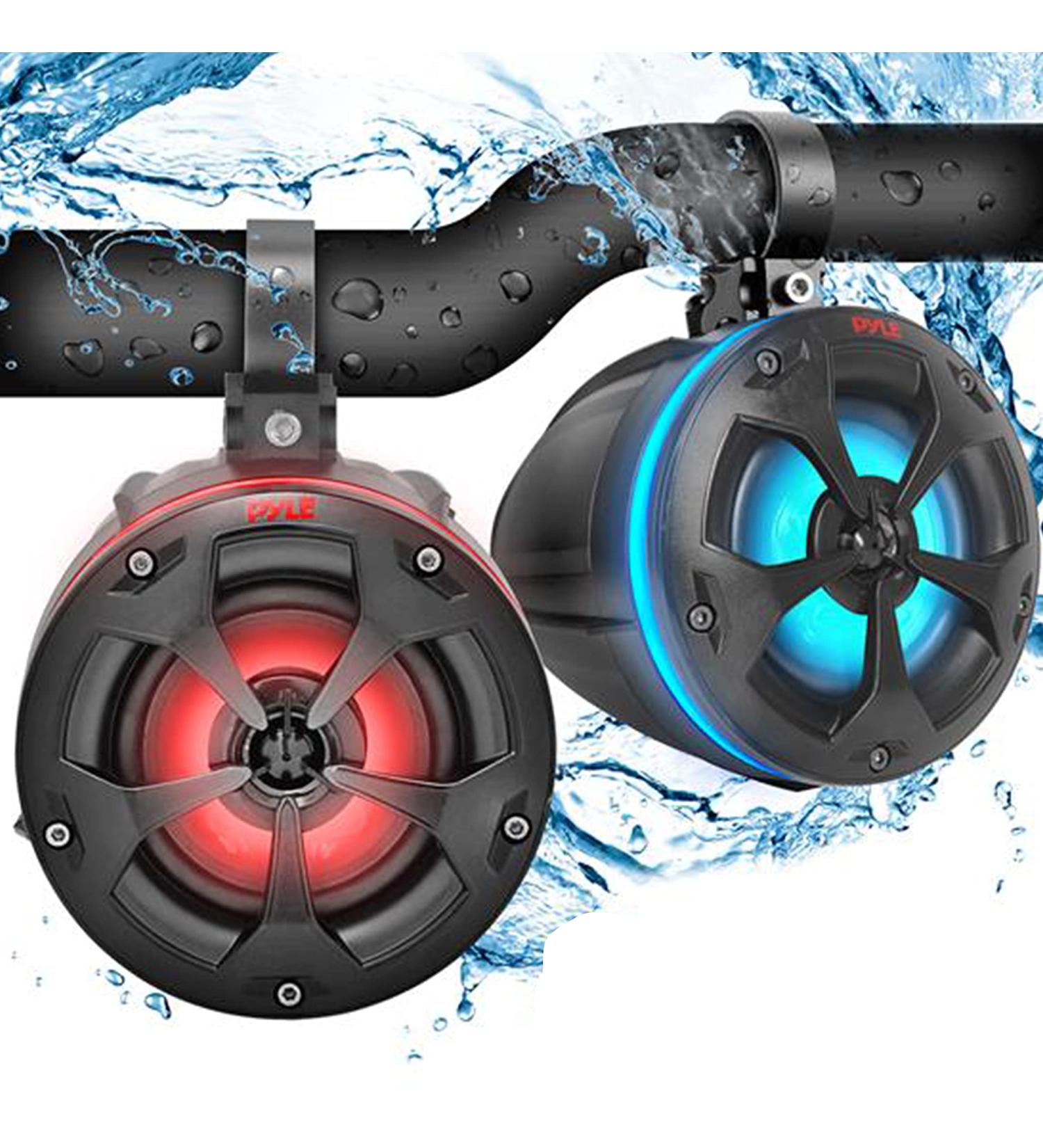 Pyle PLUTV44BTR 2-Way Dual Waterproof Off-Road Tower Speakers - 800W Marine Grade with RGB Lights & Remote, for ATV/UTV, Jeep, Boat - Black - Buy Online on GoSupps.com