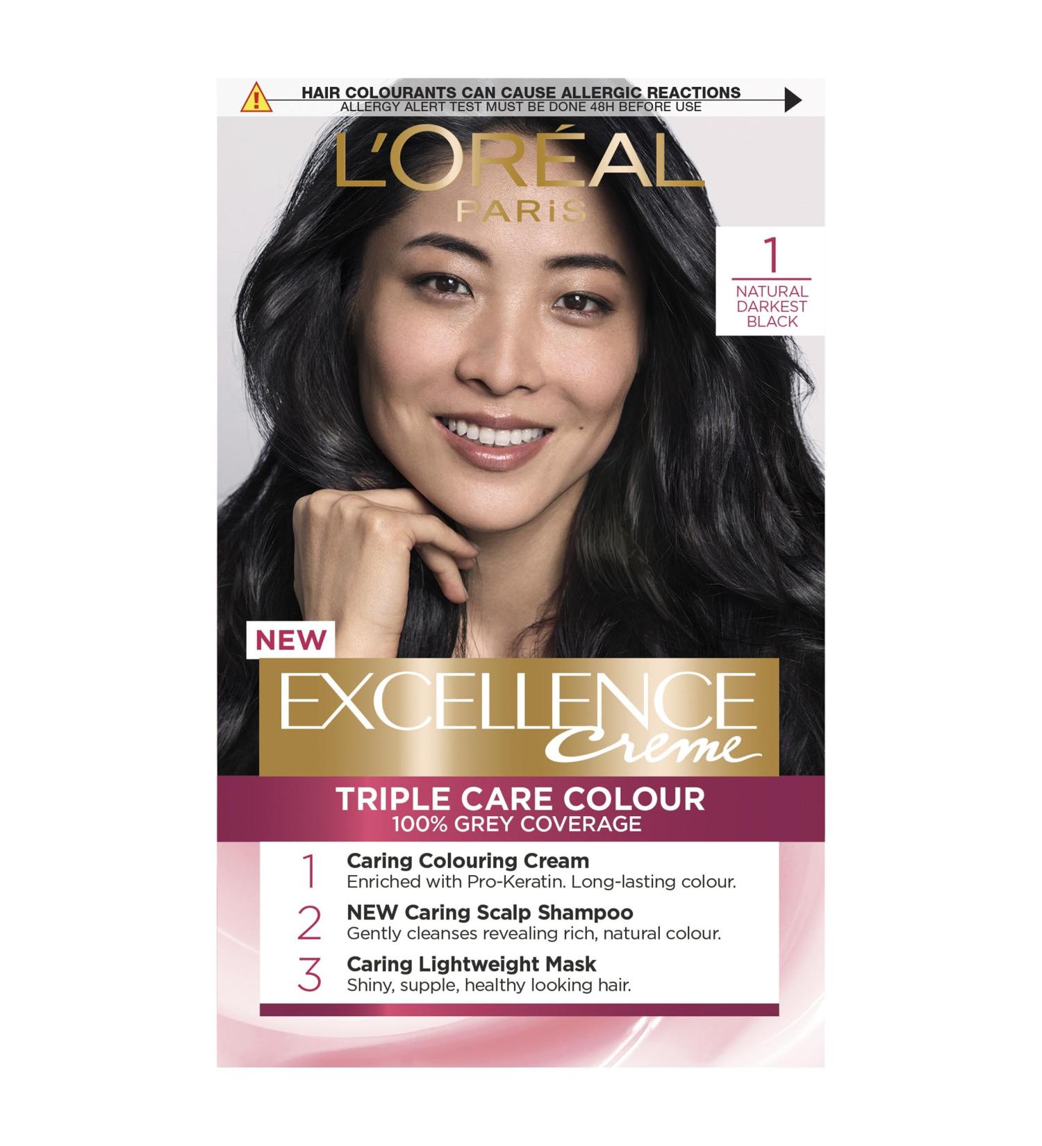 L'oreal Excellence 1.01 Blackest Black - Pack of 3 (250g Each) | Dark Black Hair Color - International Shipping Available - Buy Online on GoSupps.com