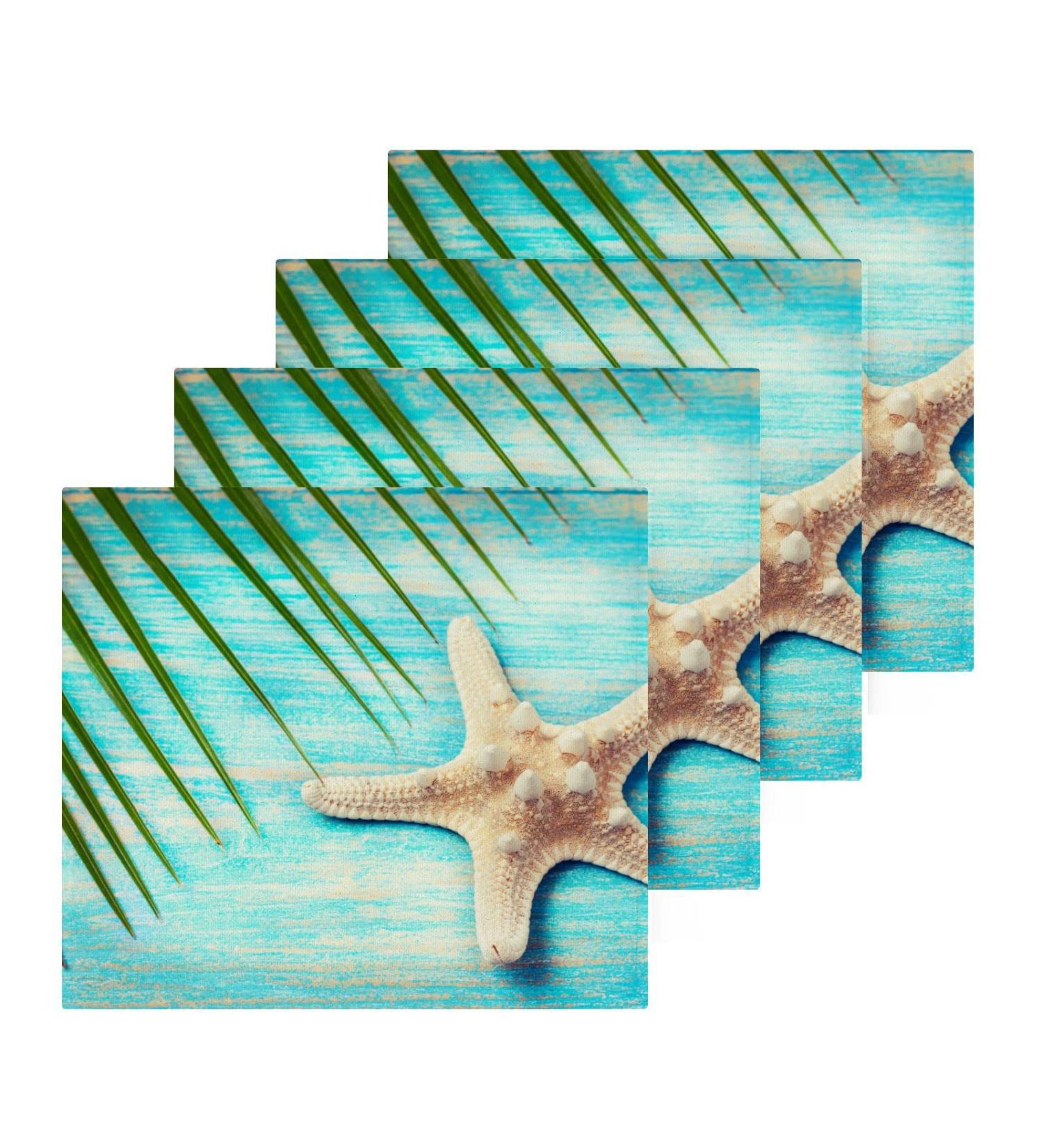 SUABO Soft Cotton Bath Washcloths Set | Starfish Palm Tree Design | Absorbent & Quick Drying | 6-Pack - Buy Online on GoSupps.com