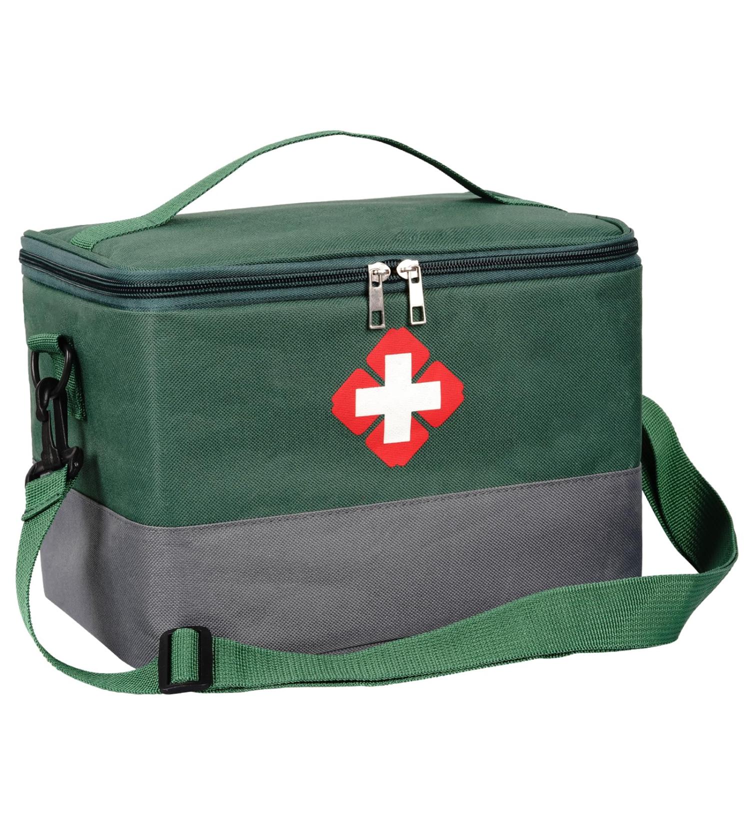Portable Medicine Pocket with Shoulder Straps | Waterproof Medication Storage Bag for Travel Home & Outdoor - Green - Buy Online on GoSupps.com