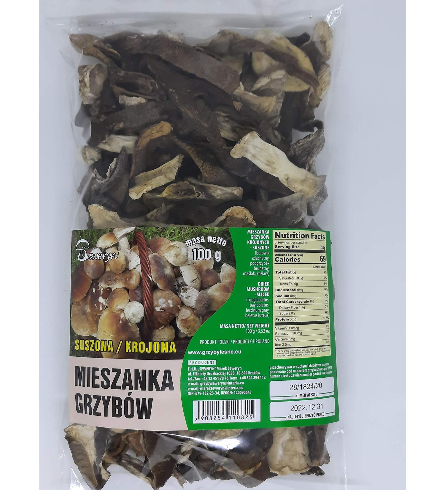 Seweryn Dried Mushrooms Wild Forest Mix Sliced 100g/3.52oz from Poland - Pack of 1 - Buy Online on GoSupps.com