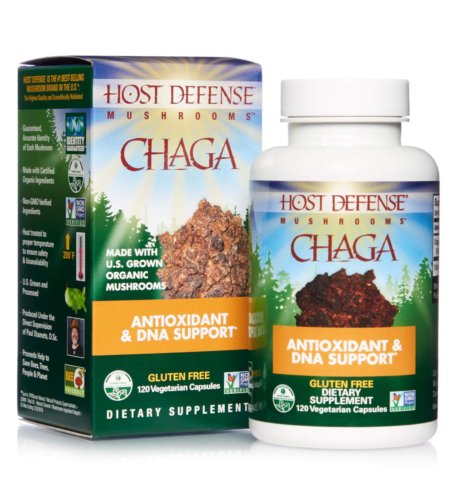 Fungi Perfecti Chaga Capsules - 120 Vegetarian Capsules for Immune Support - Buy Online on GoSupps.com