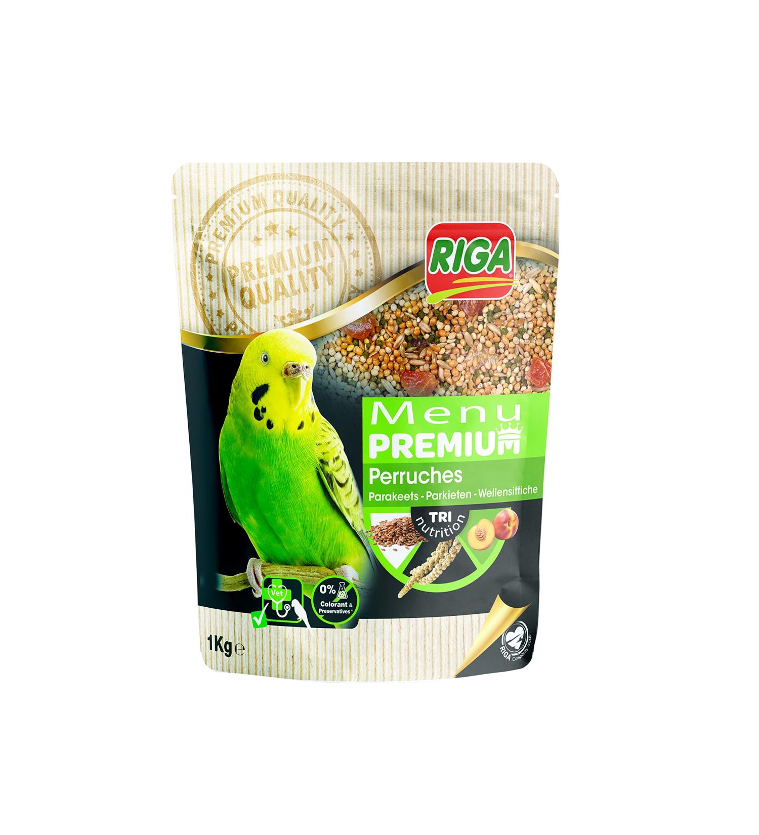 Riga - Premium Menu for Parakeets - Blend of Seeds, Cereals and Vegetable Proteins - Tri-Nutrition Concept - Helps Optimal In