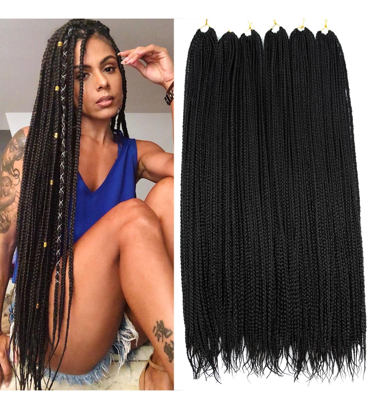 Box Braids Crochet Hair 30 Inch Prelooped Crochet Braids 144Strands Crochet Box Braids Goddess Box Braid Crochet Knotless Micro Small Box Braided 1B - Buy Online on GoSupps.com