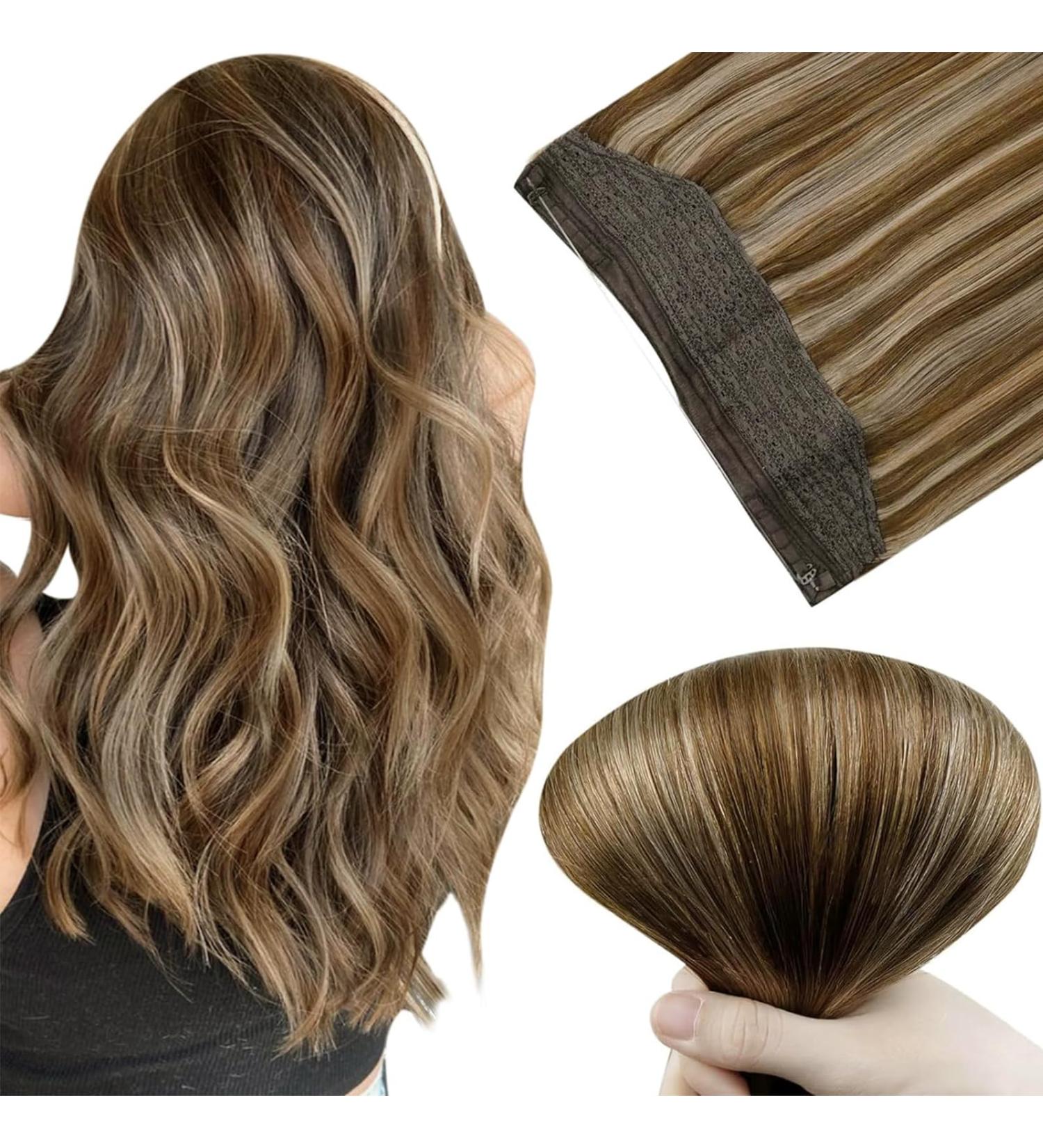 Easyouth Brown Highlight Wire Human Hair Extensions 12 Inch 70g - Invisible Fish Wire Hair #4P27 - Buy Online on GoSupps.com