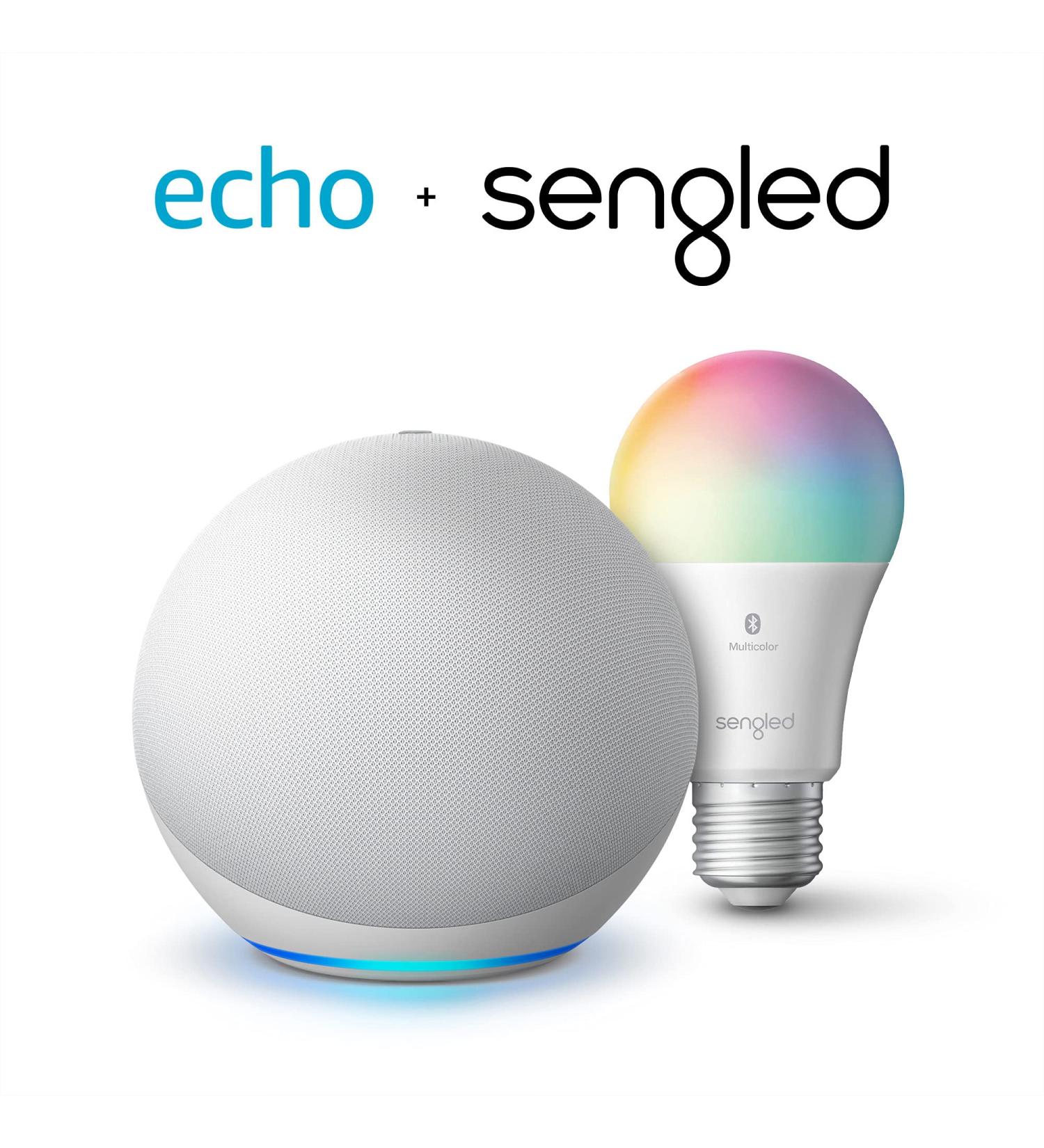 Echo (4th Gen) | Glacier White with Sengled Bluetooth Color bulb | Alexa smart home starter kit - Buy Online on GoSupps.com