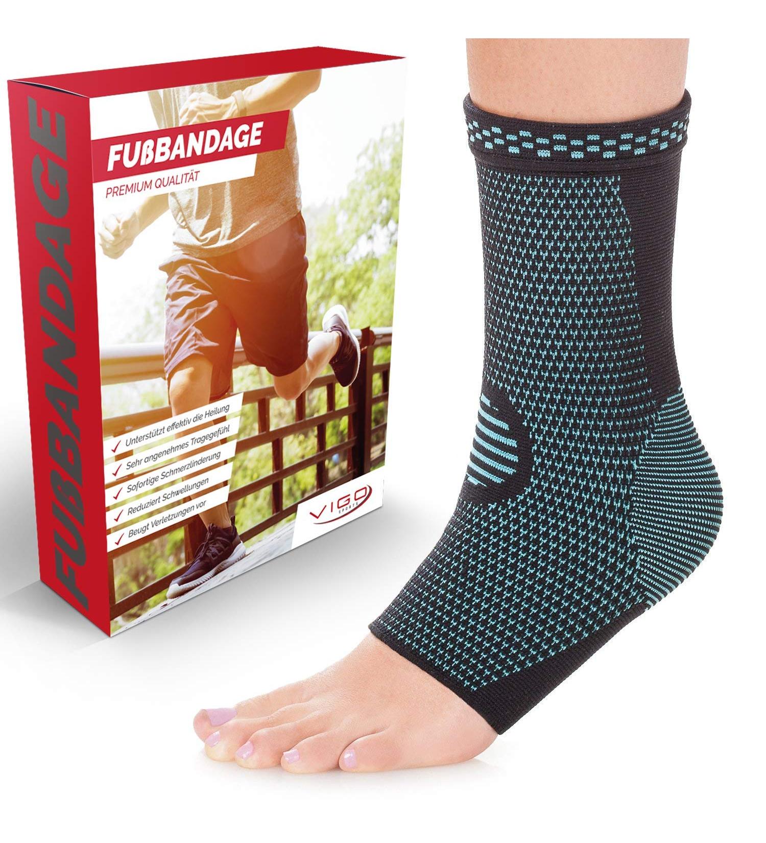 Vigo Sports Ankle Bandage Set - 2 Compression Supports for Joint Pain & Heel Spur Relief | Ergonomic Blue XL | 7 Zones for Optimal Stability - Buy Online on GoSupps.com