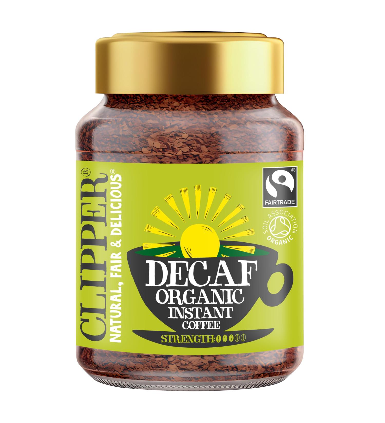 Clipper Decaf Organic Coffee | 6x 100g Jars Decaffeinated Instant Coffee | Bulk Buy for Home & Catering | Gourmet Sustainable Fairtrade Coffee by Clipper Teas | Ethically Sourced Medium Roast Decaf