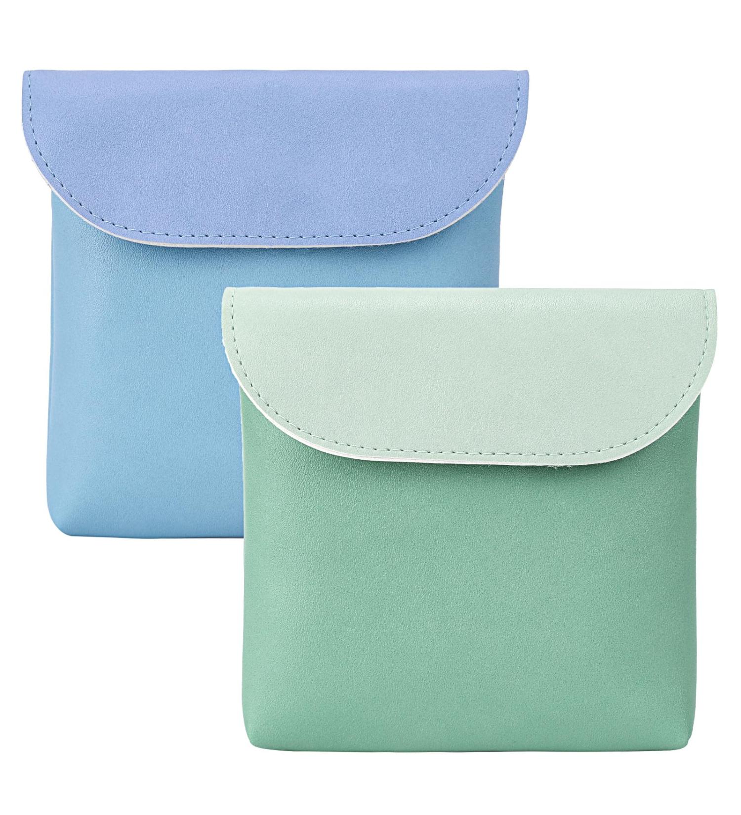 Sanitary Napkin Storage Bag 2 Pcs Period Pouch Organizer for Menstrual Pad & Tampon - Portable Feminine Hygiene Kit for Women/Girls (Green & Blue) - Buy Online on GoSupps.com