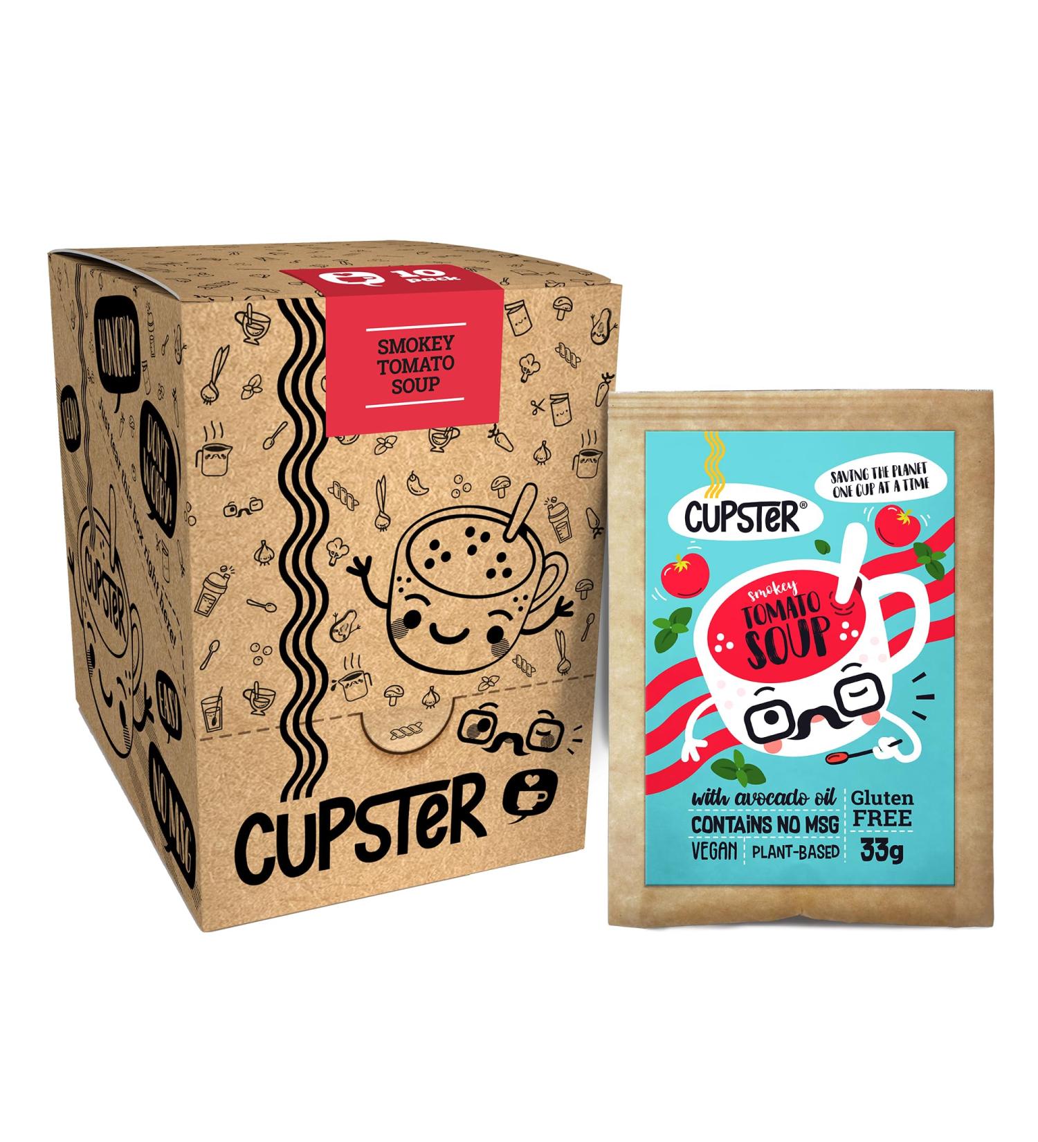 Mill & Folks Cupster Instant Smokey Tomato Soup 10pack (10x33g) | Vegan & Gluten-free - Buy Online on GoSupps.com