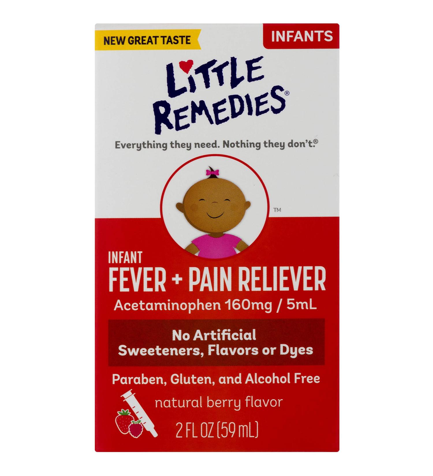 Little Remedies Infant Fever & Pain Reliever 2 Fl Oz (Pack of 2) | Natural Berry Flavor - Buy Online on GoSupps.com