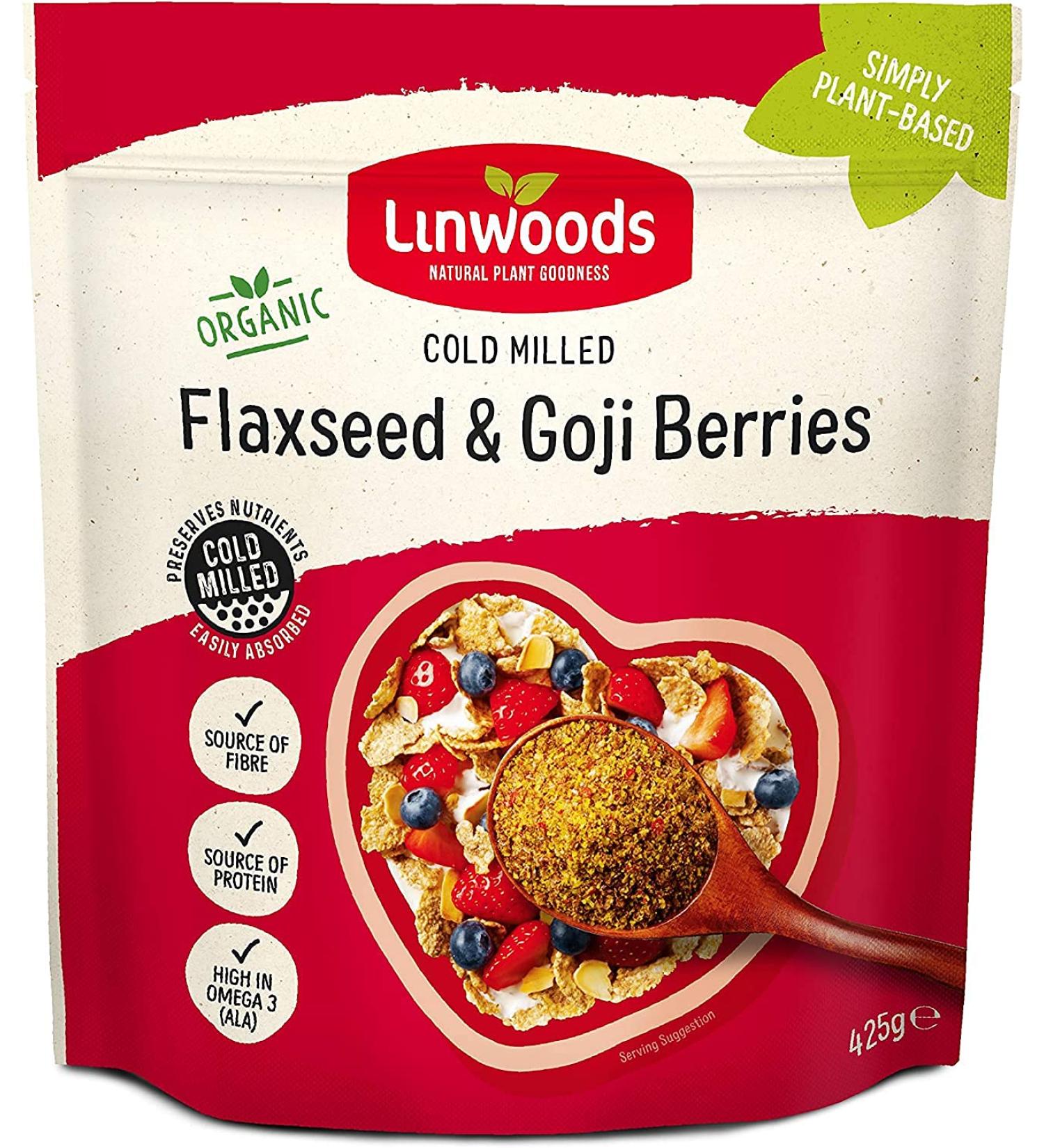 Linwoods Organic Milled Flaxseed & Goji Berries 425g - Nutrient-Rich Superfood Blend - Buy Online on GoSupps.com