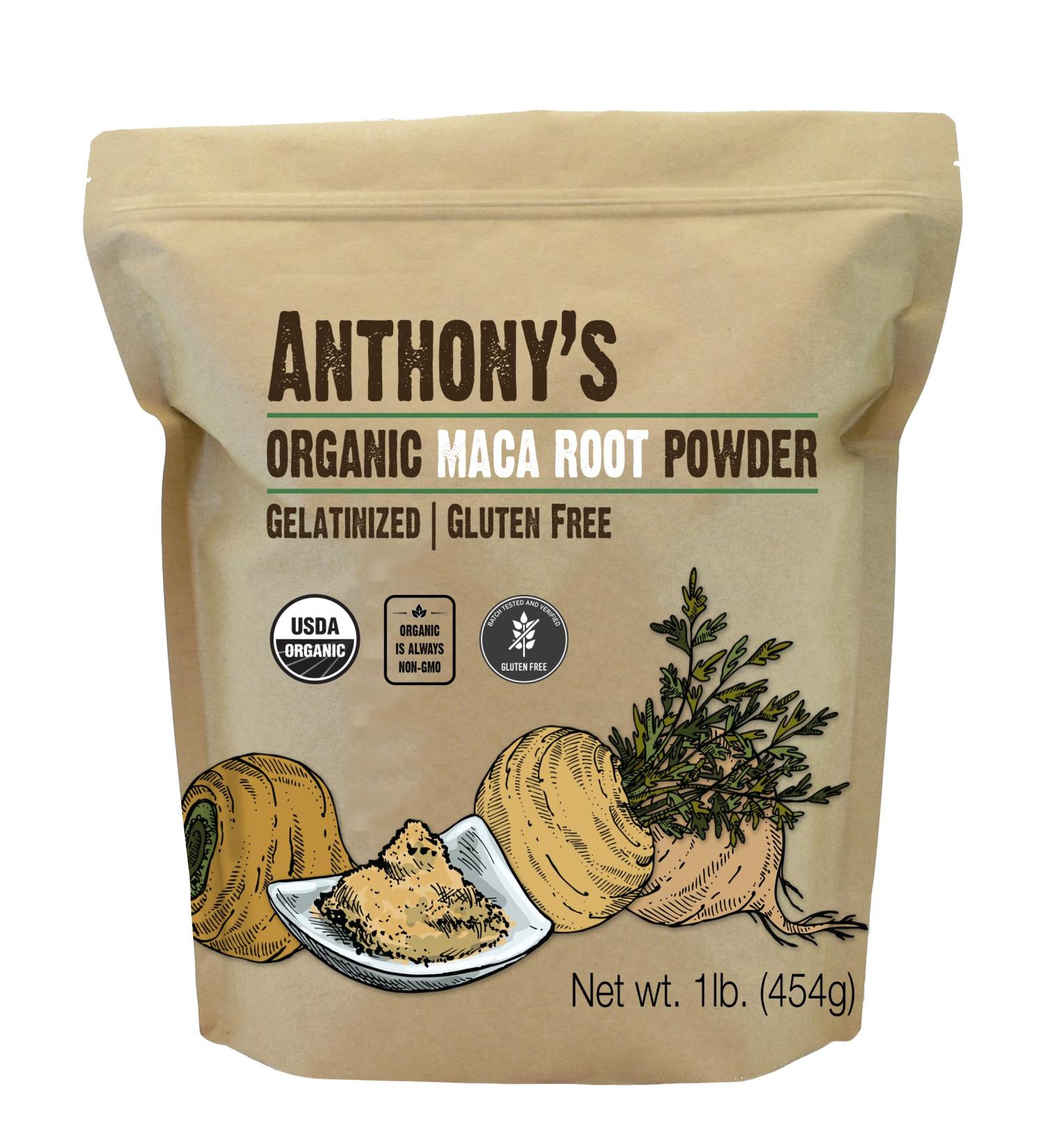 Anthony's Organic Maca Root Powder 1 lb Gelatinized for Enhanced Bioavailability Gluten Free Non GMO Maca Root 16 Ounce (Pack of 1) - Buy Online on GoSupps.com