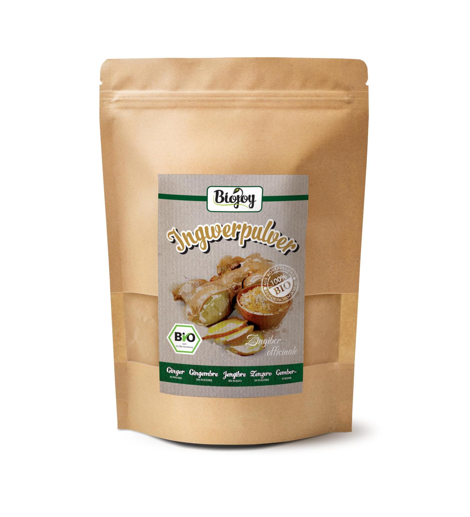 Biojoy Organic Ginger Powder 500g | Pure Ground Ginger Root for Tea | Zingiber Officinale - Buy Online on GoSupps.com