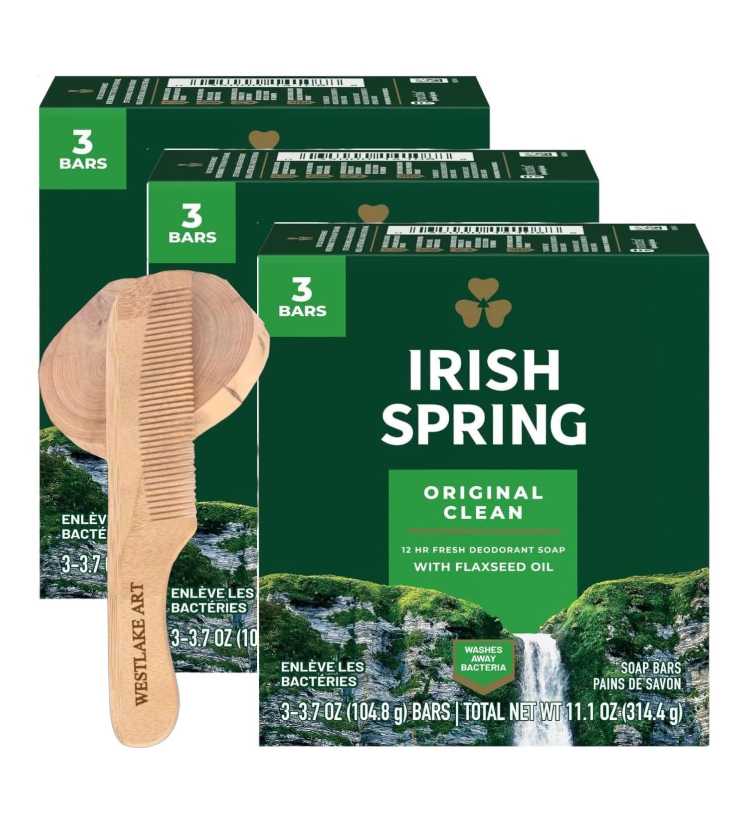 Buy Irish Spring Deodorant Bar Soap 3.7 Oz - Classic Fresh Scent 24-Hour Odor Protection & Deep Cleansing (Pack of 3) - International Shipping Available - Buy Online on GoSupps.com