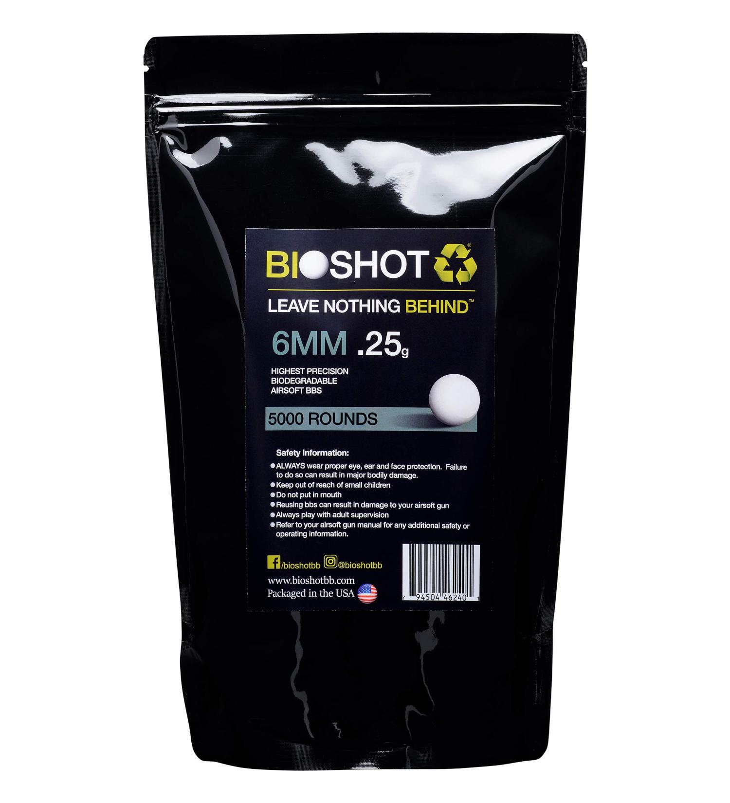 Bioshot .25g Biodegradable Airsoft BBS - 5000 Rounds White - Buy Online on GoSupps.com