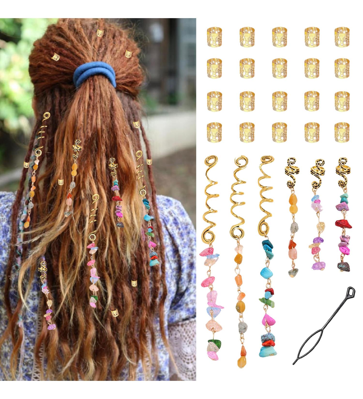 XCSJ Dreadlocks Beads Metal Hair Dreadlocks Jewellery Gold Adjustable Hair Metal Cuffs Hair Spirals Clips Beads Fletcher Hair Accessories Hair Dreadlocks Accessories for Women Men Braids 26 Pieces - Buy Online on GoSupps.com