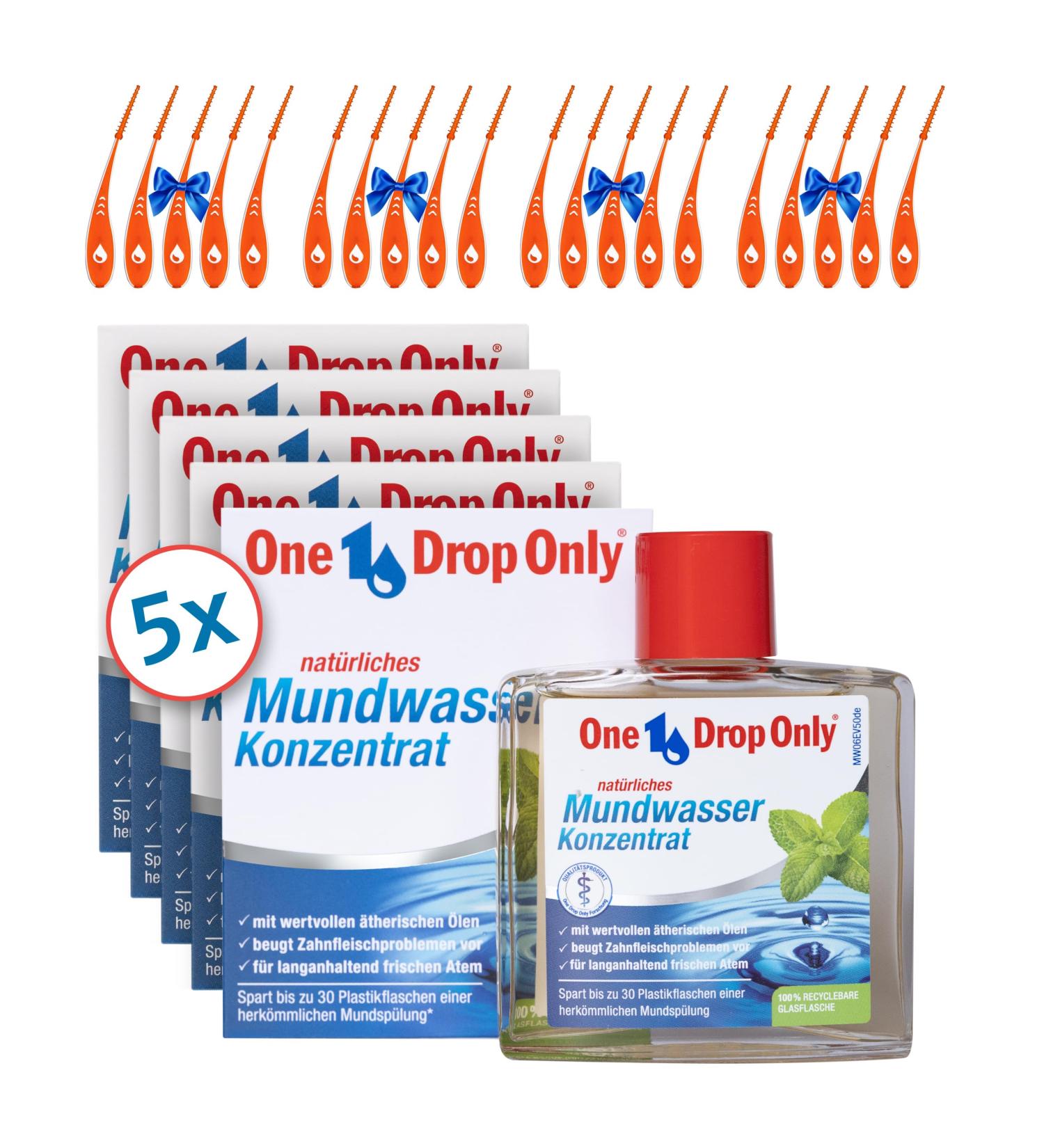 One Drop Only 5 pieces per 50 ml mouthwash concentrate + 20 free toothpicks economical mouthwash for daily use for up to 1000 applications with 1 drop combat bad breath - Buy Online on GoSupps.com