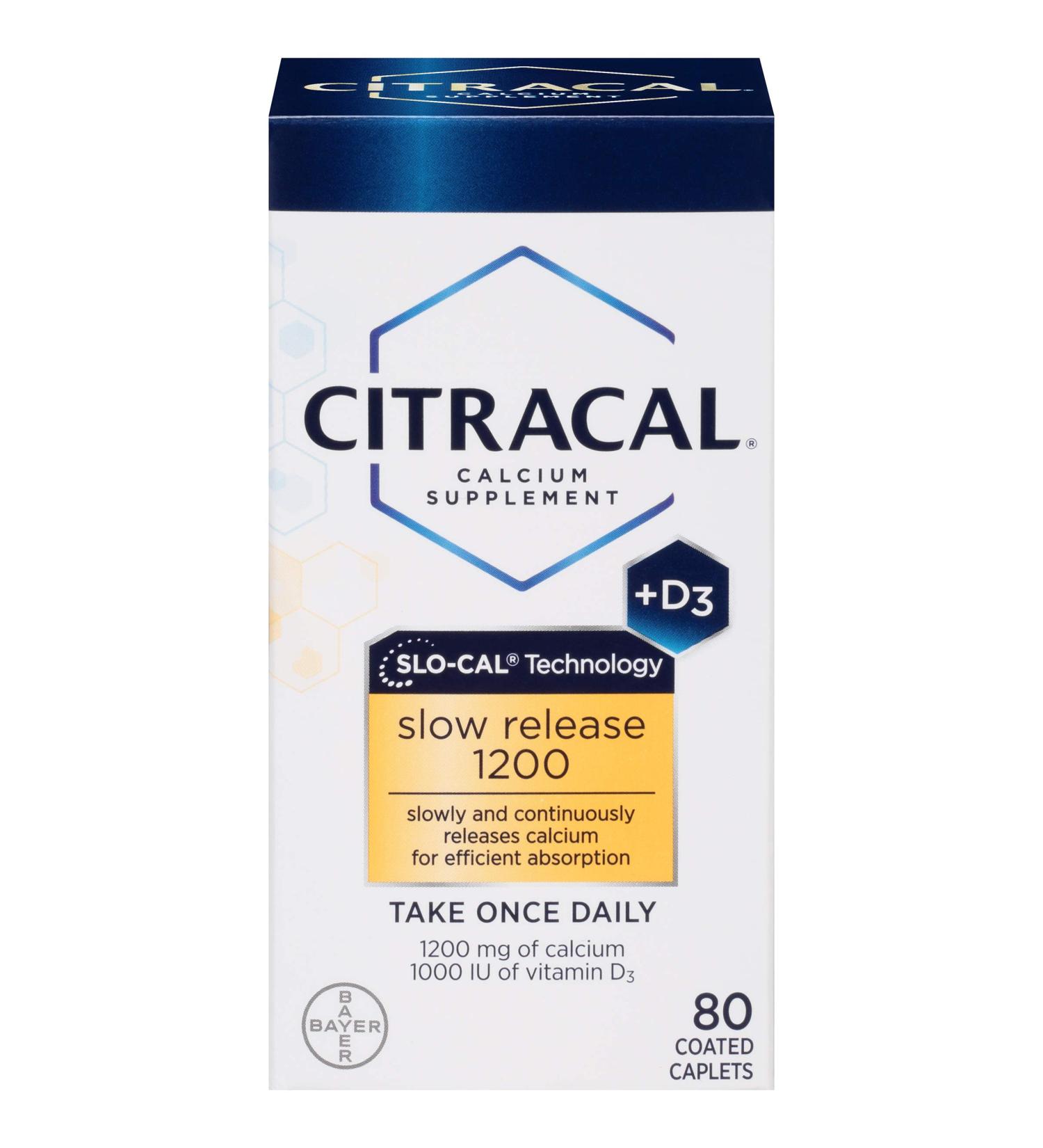 Citracal Calcium Supplement with D3 - Slow Release 1200mg, 80 Coated Tablets - Buy Online on GoSupps.com