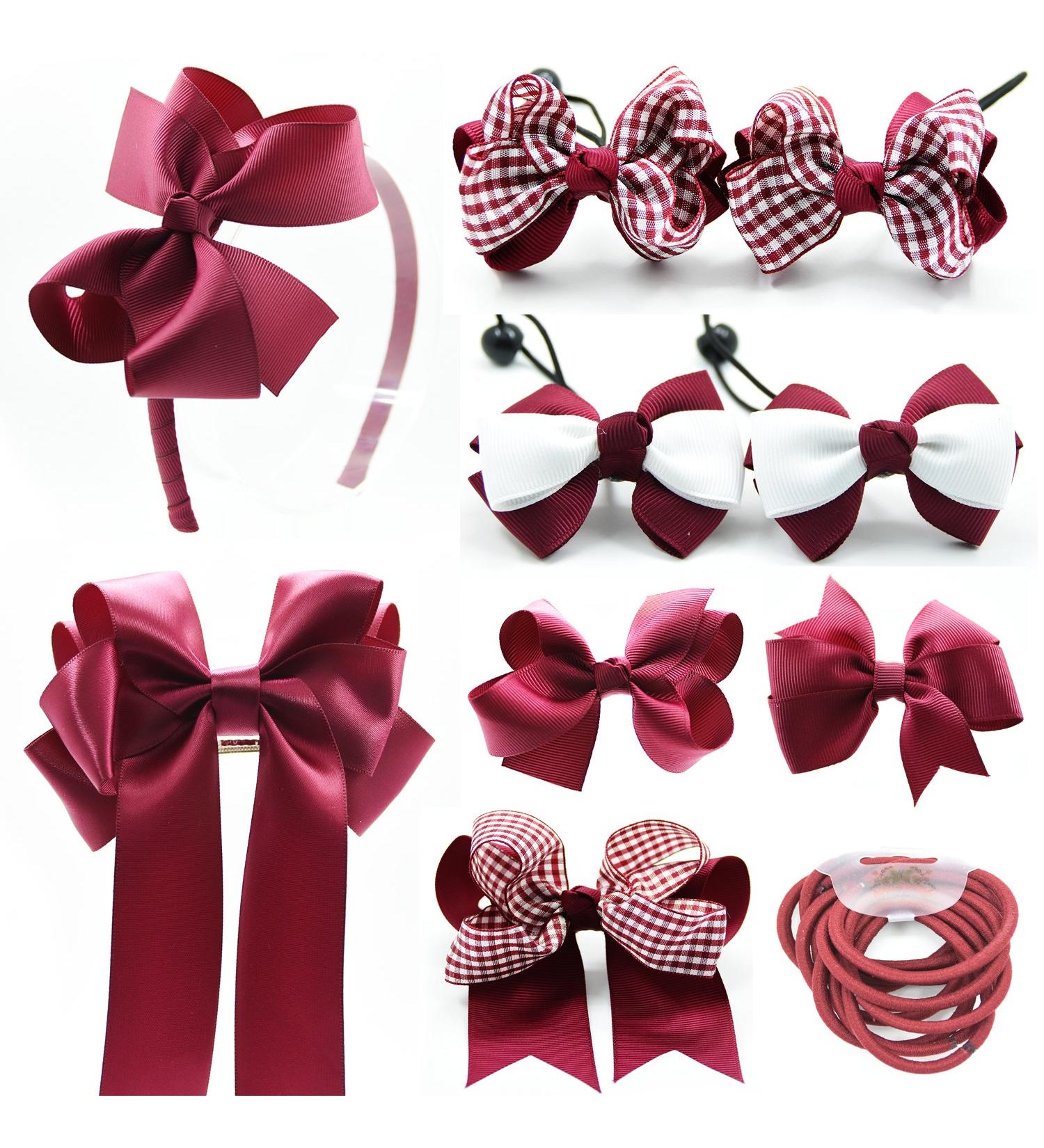 PrettyBoutique Set of 10 Girls Hair Accessories School Set - Bobbles Clips and Headbands (Wine) - Buy Online on GoSupps.com