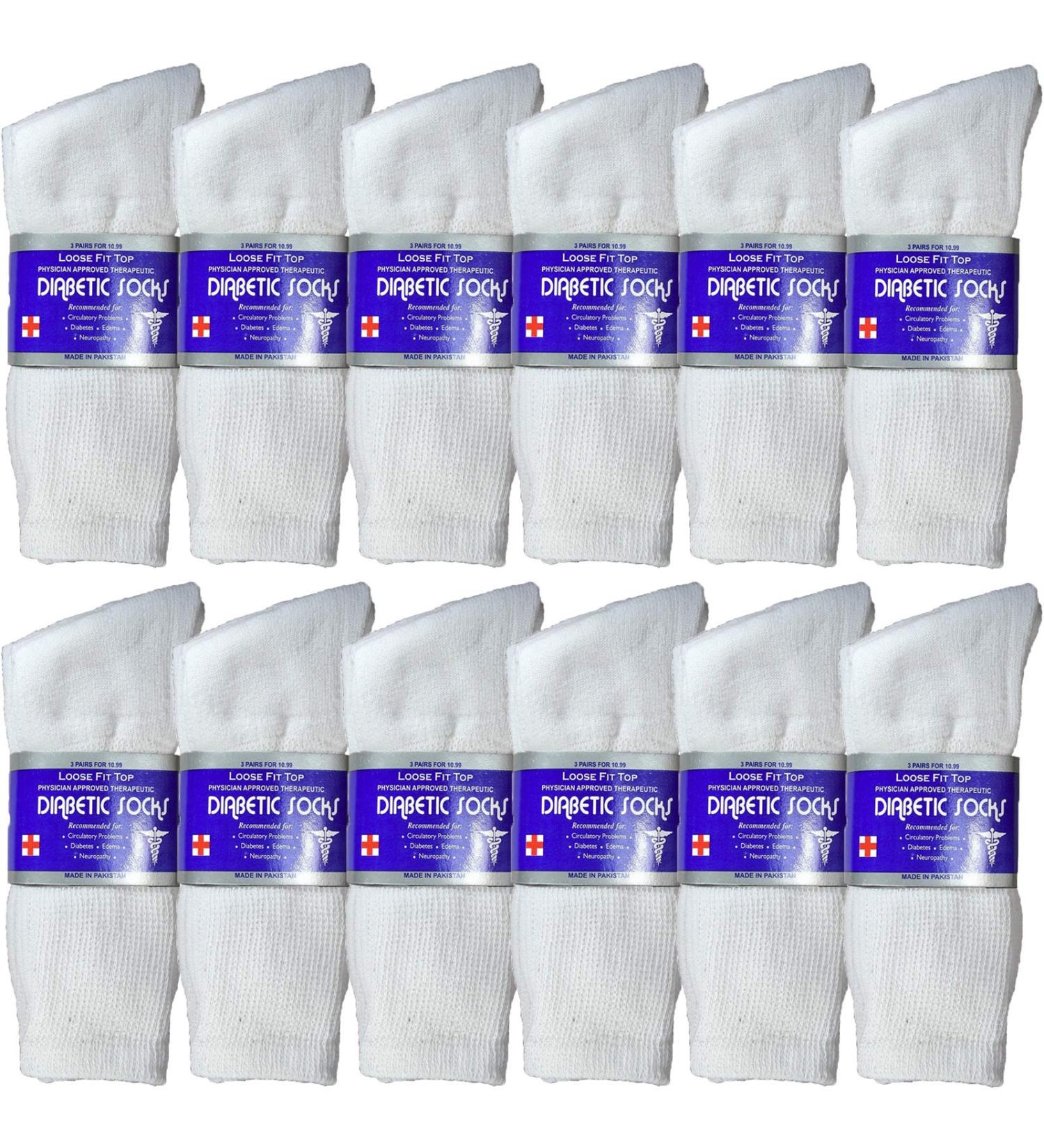 Physicians Approved Diabetic Cotton Socks 10-13 | USBingoshop | 12 Pairs Crew-White - Buy Online on GoSupps.com