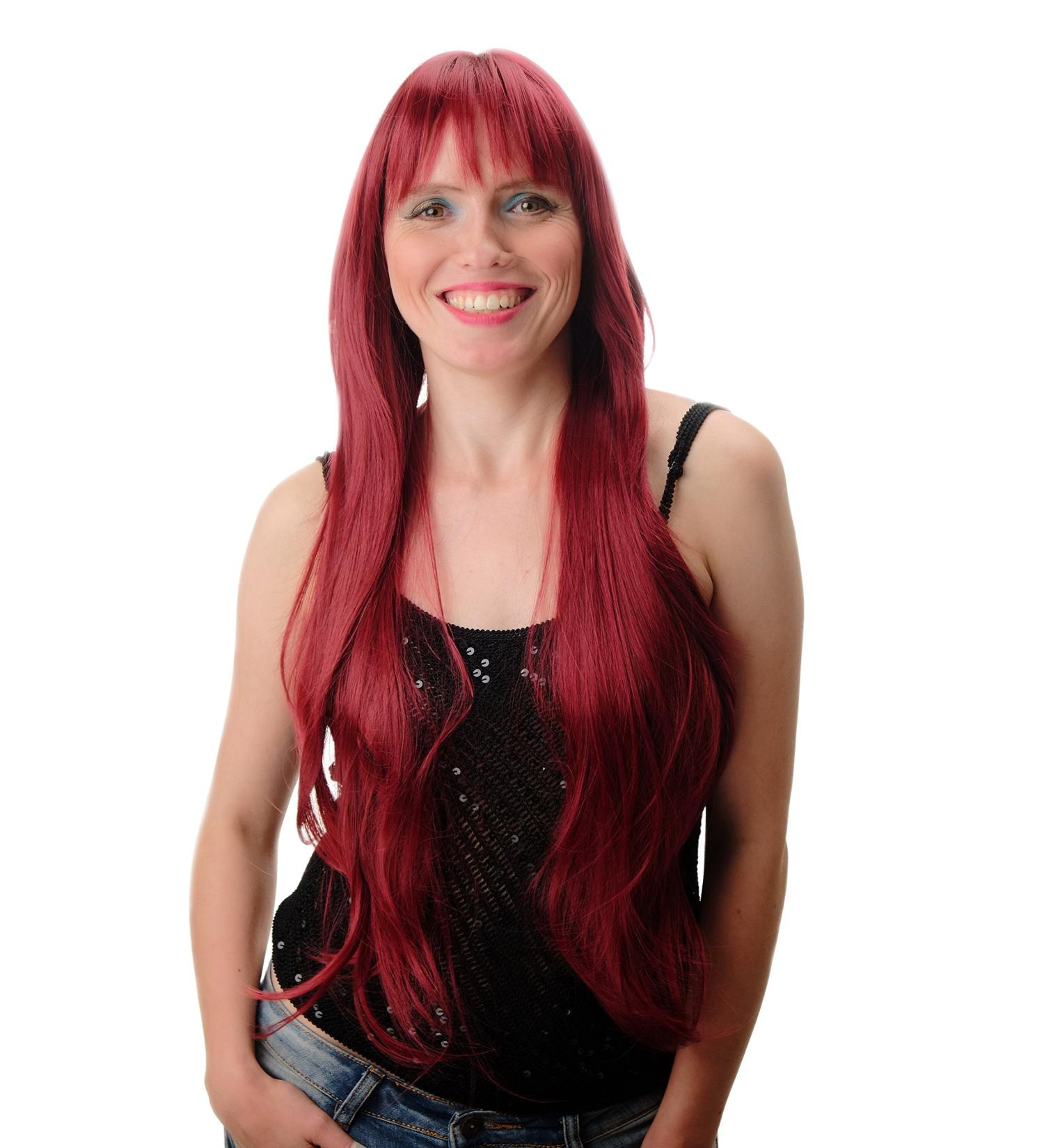 WIG ME UP GFW104-39: Premium 75 cm Long Straight Ladies Wig with Cheeky Fringe in Red Garnet - Quality International Shipping - Buy Online on GoSupps.com