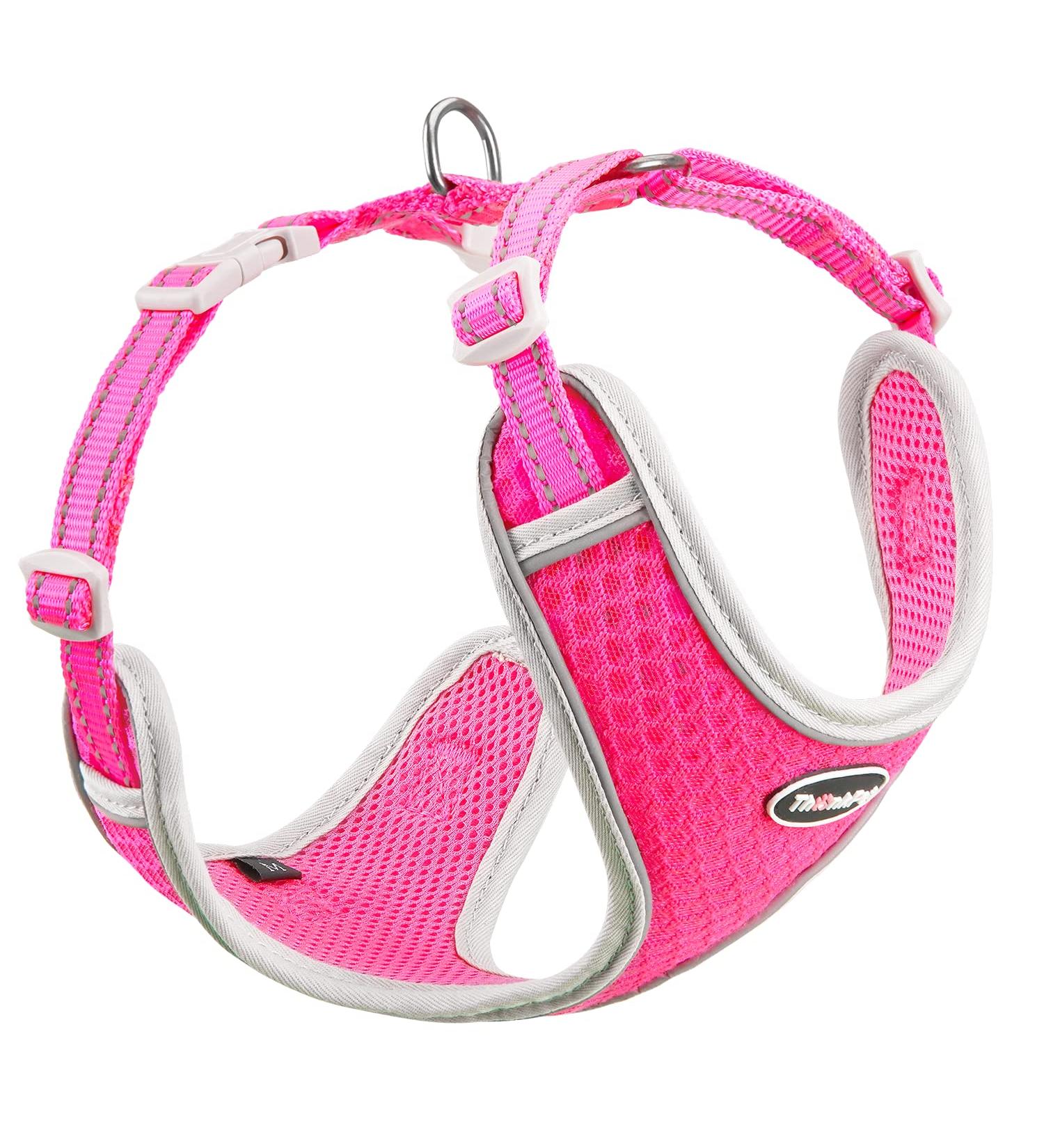 Thinkpet No-Pull Dog Harness & Leash Set | Adjustable Soft Breathable Safety Harness for Small Medium & Large Dogs - Pink Red - Buy Online on GoSupps.com