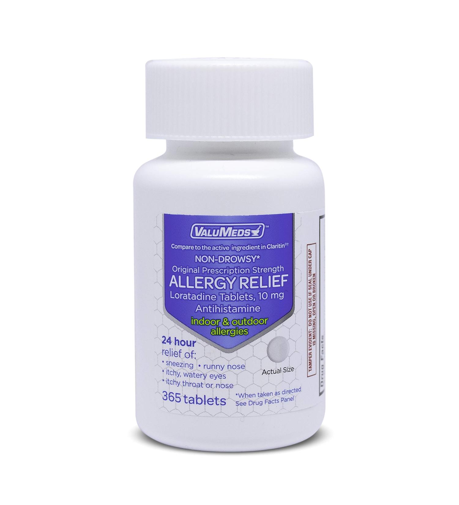 ValuMeds Loratadine 10mg 365 Tablets - Non-Drowsy 24hr Allergy Relief | Antihistamine for Runny Nose, Sneezing & Itchy Eyes - Buy Online on GoSupps.com