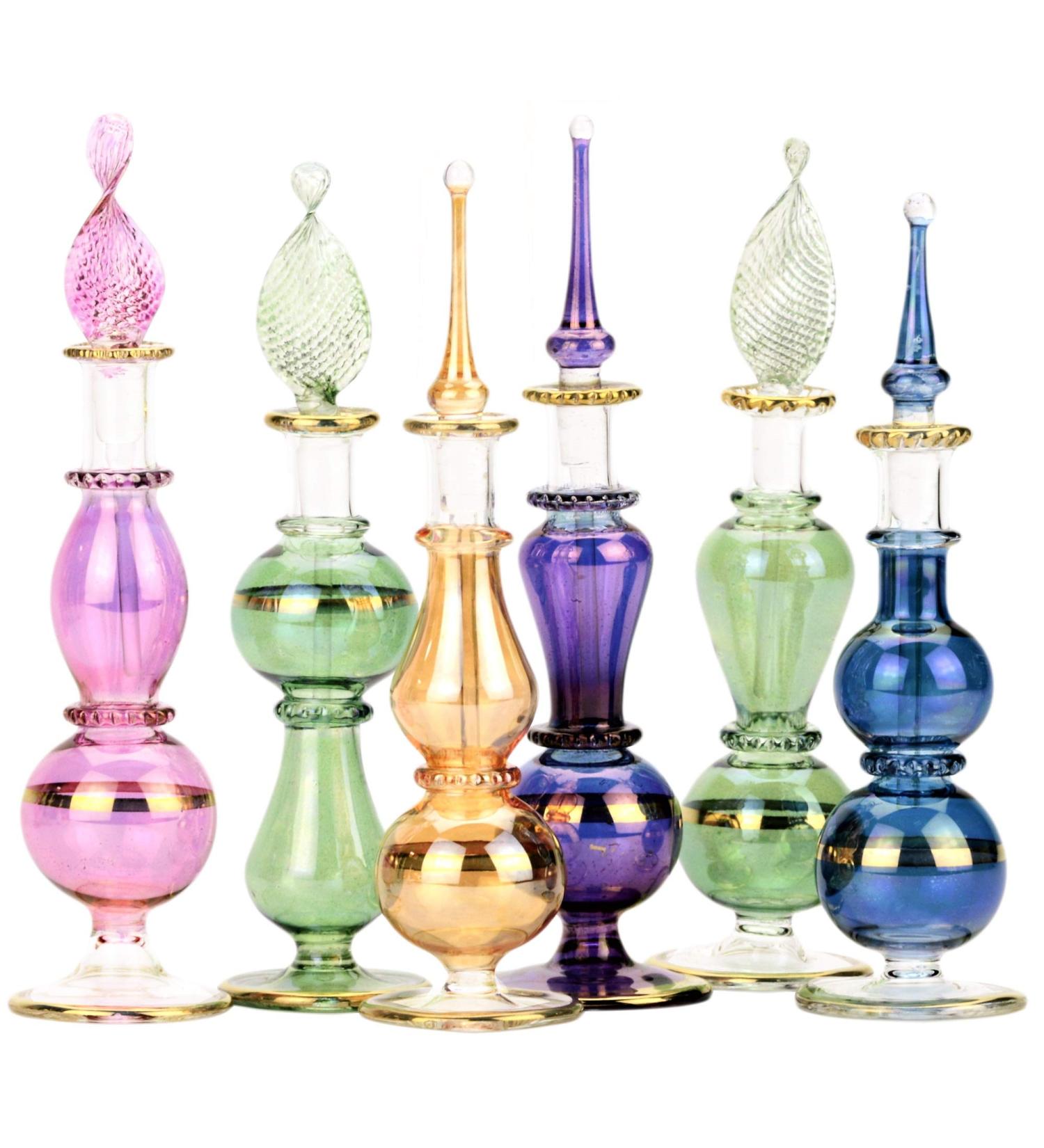 Nilecart Egyptian Perfume Bottles Set - 6 Handmade 10.2 cm Decorative Bottles for Perfumes & Essential Oils - Buy Online on GoSupps.com