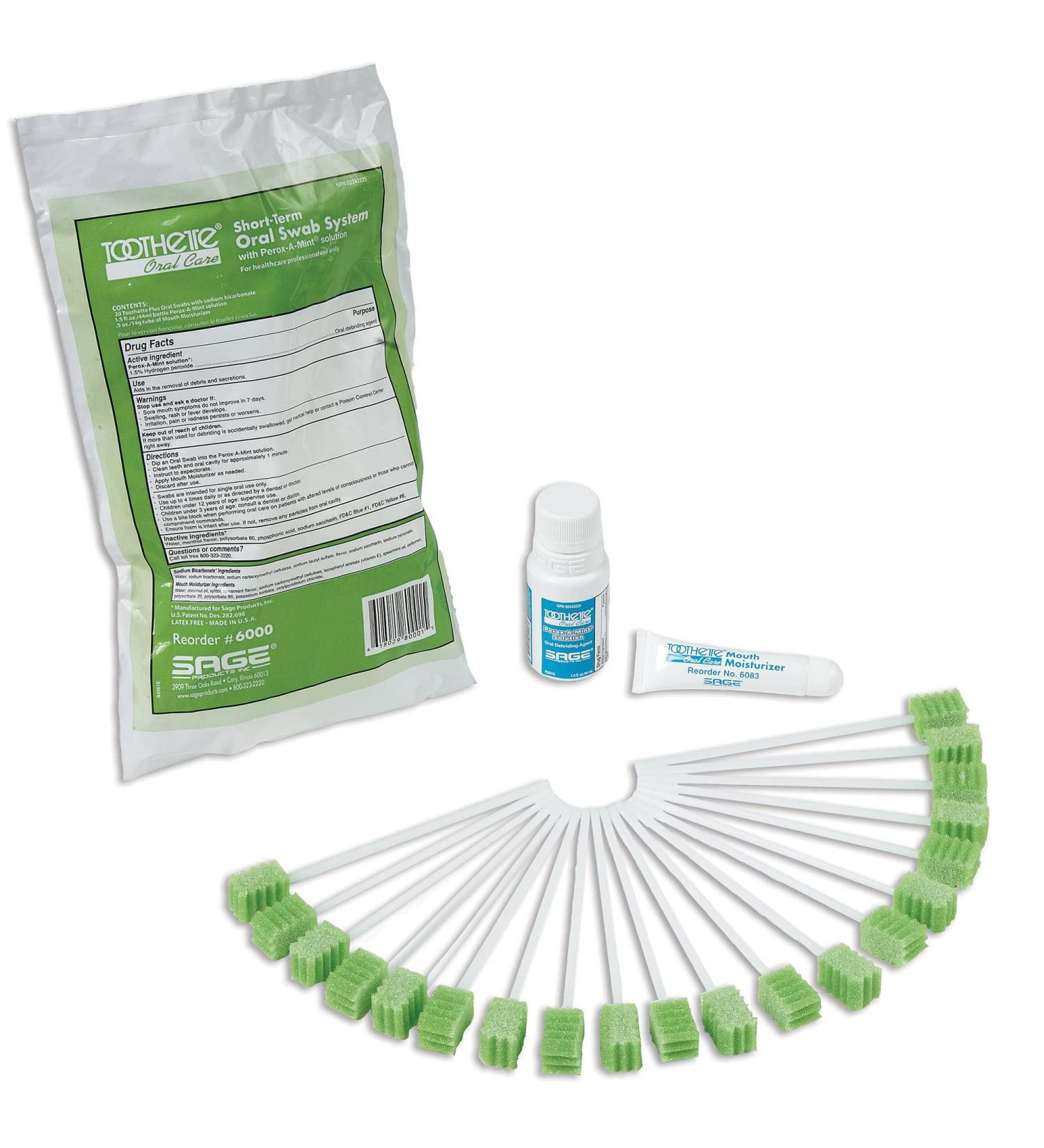 Toothette Short Term Swab System with Perox-A-Mint Solution - Oral Care Swabs for Effective Dental Hygiene - Buy Online on GoSupps.com