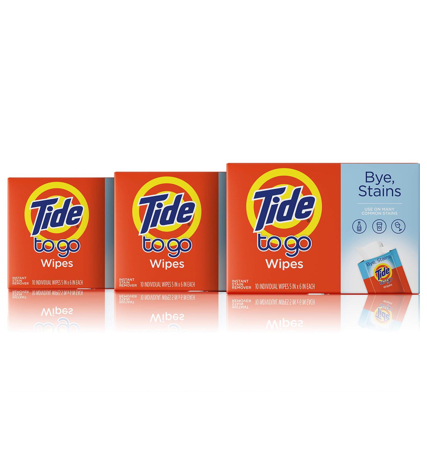 Tide To Go Stain Remover Wipes - Instant Laundry Travel Stain & Spot Remover Unscented 3 Pack (30 Wipes) - Perfect for On-the-Go - Buy Online on GoSupps.com