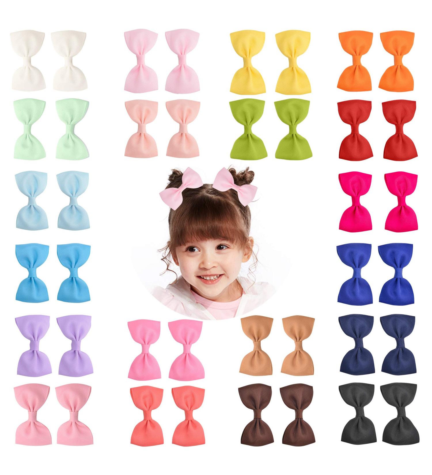 40 Piece 2.75 Grosgrain Ribbon Bows Hair Clips for Baby Girls by Prohouse - Buy Online on GoSupps.com