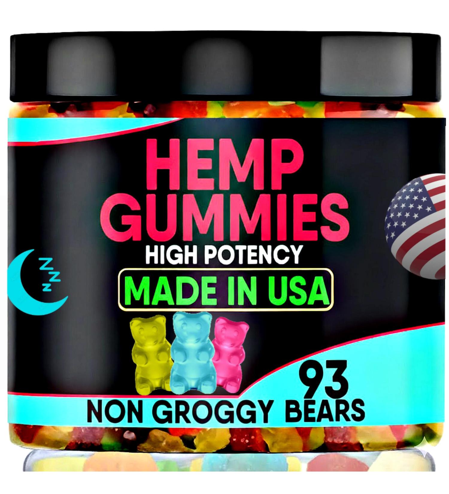 Hemp Gummies Infused Edibles-Calm and Relaxation Hemp Oil Sleep Gummy-Made in USA-93 Count - Buy Online on GoSupps.com