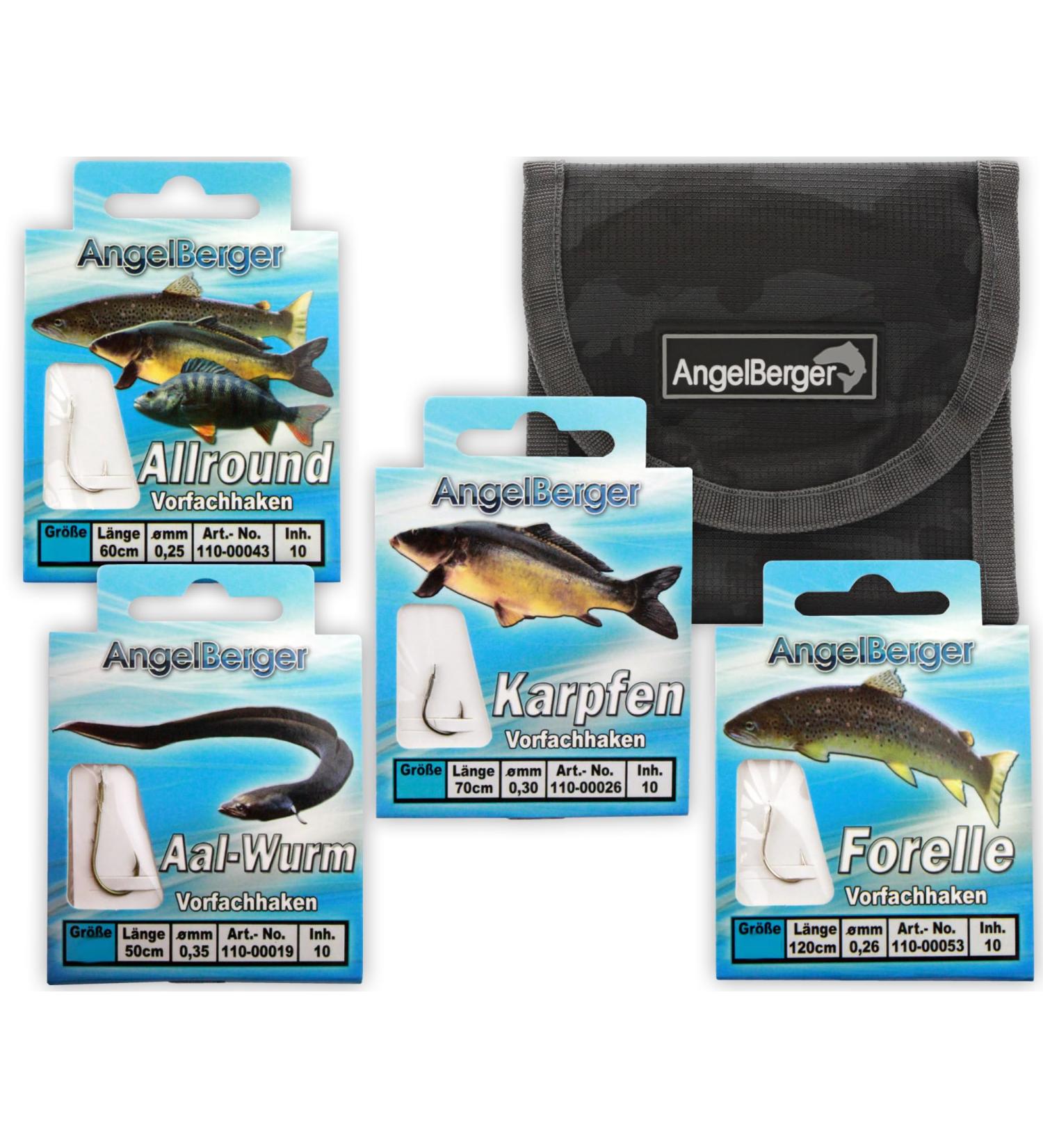 Angel-Berger Leader Hook Assortment | Premium Fishing Hooks for Eel Trout Carp & Zander | All-Round Feeder Bag - Buy Online on GoSupps.com