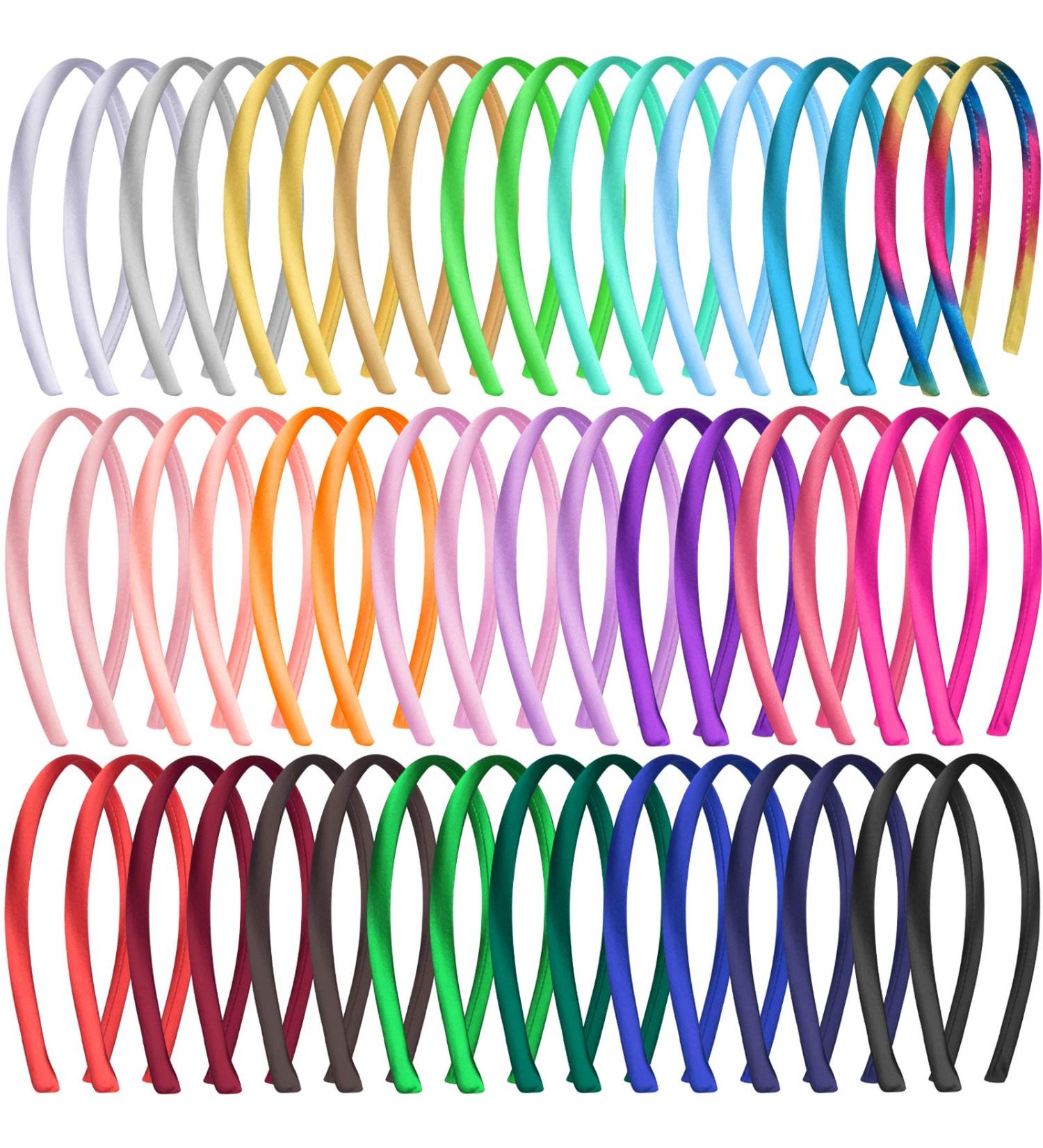 Duufin 50 Pack Colorful Satin Headbands for Girls & Women - DIY 1cm & 25 Colors - Buy Online on GoSupps.com