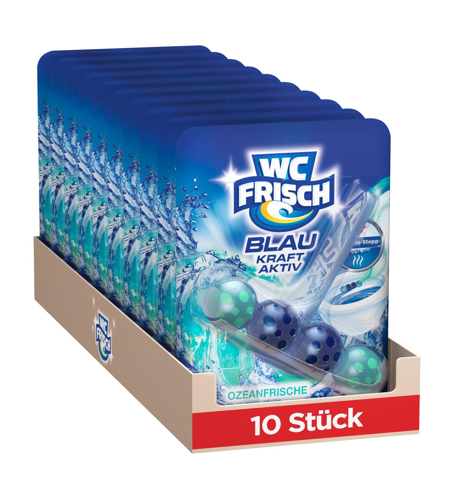 WC Frisch Kraft Aktiv Blue-Firers Ocean Freshness - 10-Pack Toilet Cleaner with Odor-Stop Formula & Fragrance Stones - Buy Online on GoSupps.com
