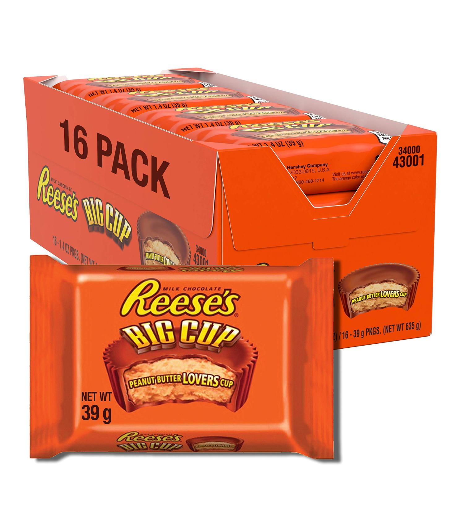 Reese's Big Cup 16-Pack - 22.4 Oz Total | Peanut Butter Chocolate Cups - Buy Online on GoSupps.com