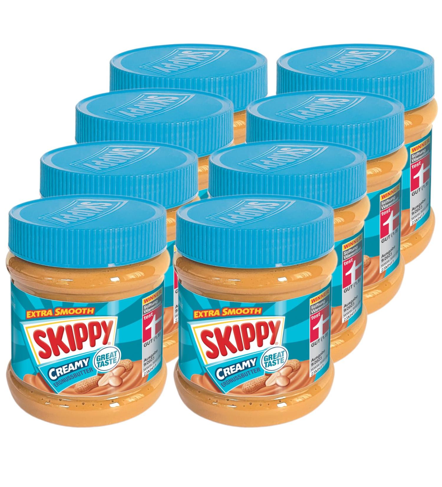 Skippy Creamy Peanut Butter 8 Pack - 340g Each | Palm Oil Free | Extra Smooth & 91% Peanuts | Deliciously Creamy Taste - Buy Online on GoSupps.com