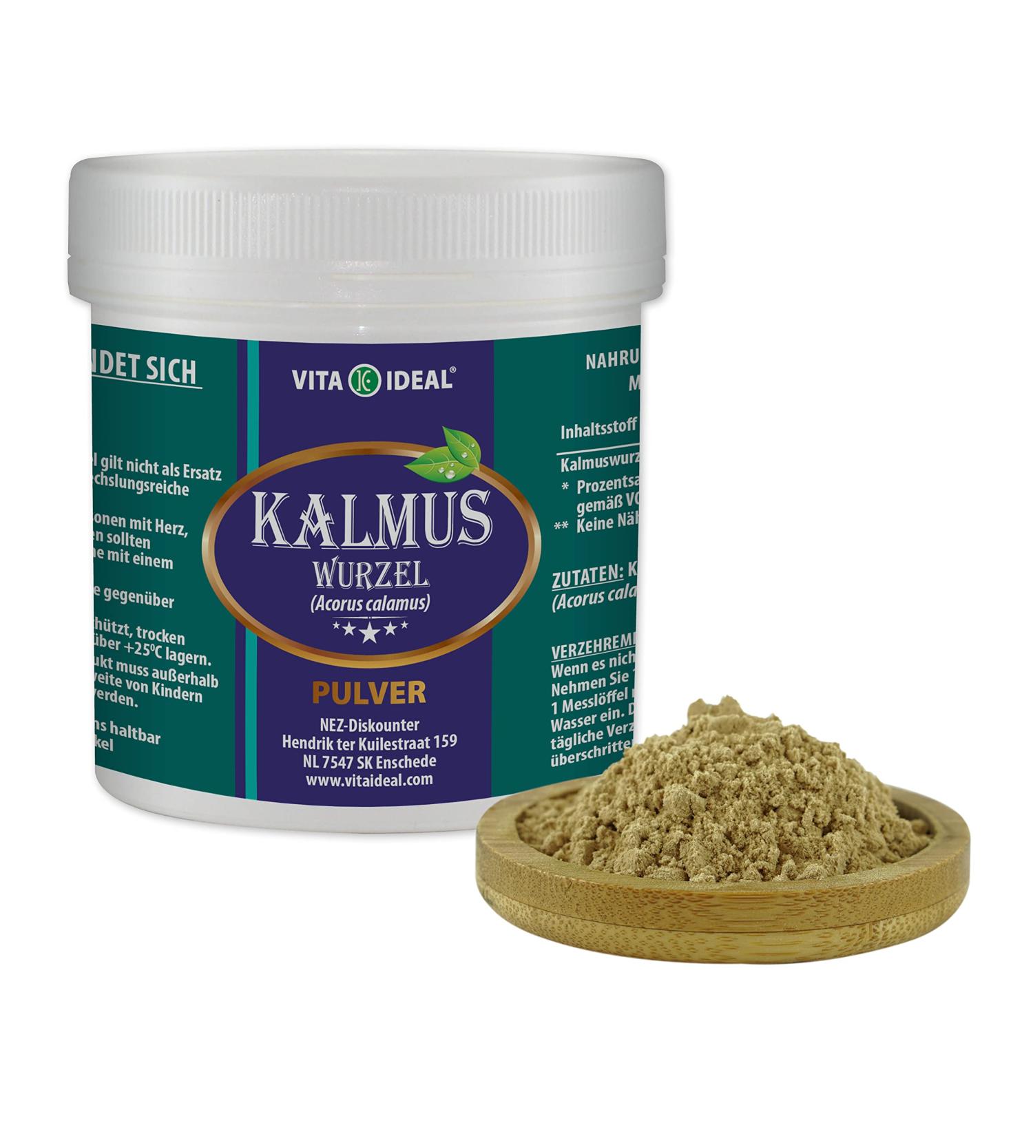 Buy Vita Ideal Kalmus Root Powder 300g - Pure Acorus Calamus - Sweet Sedge - 800mg Daily Portion - Includes Measuring Spoon - International Shipping Available - Buy Online on GoSupps.com